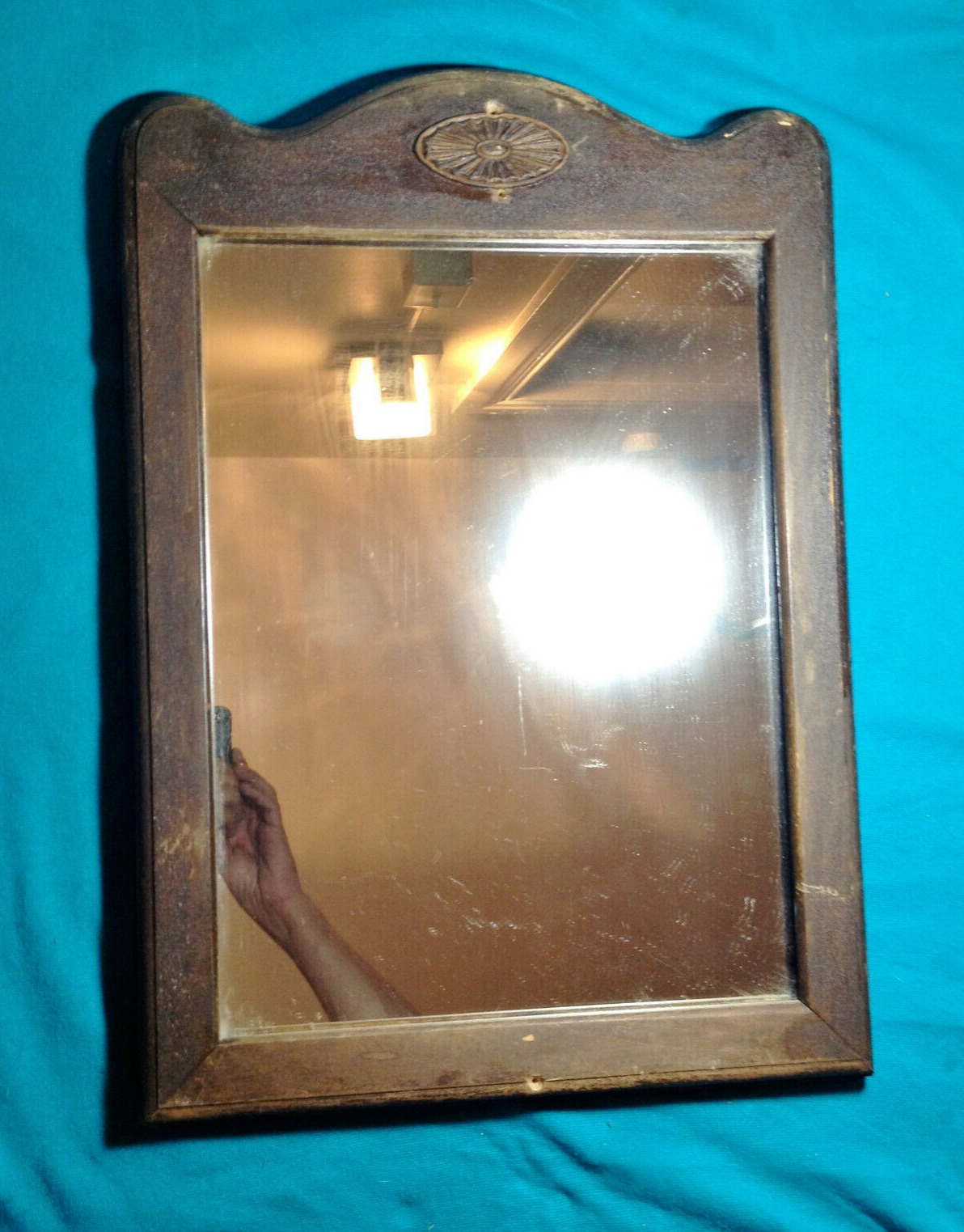 Antique Early 1900s Wall Mirror American Edwardian Era Bef. 1918 Wood Frame 20"