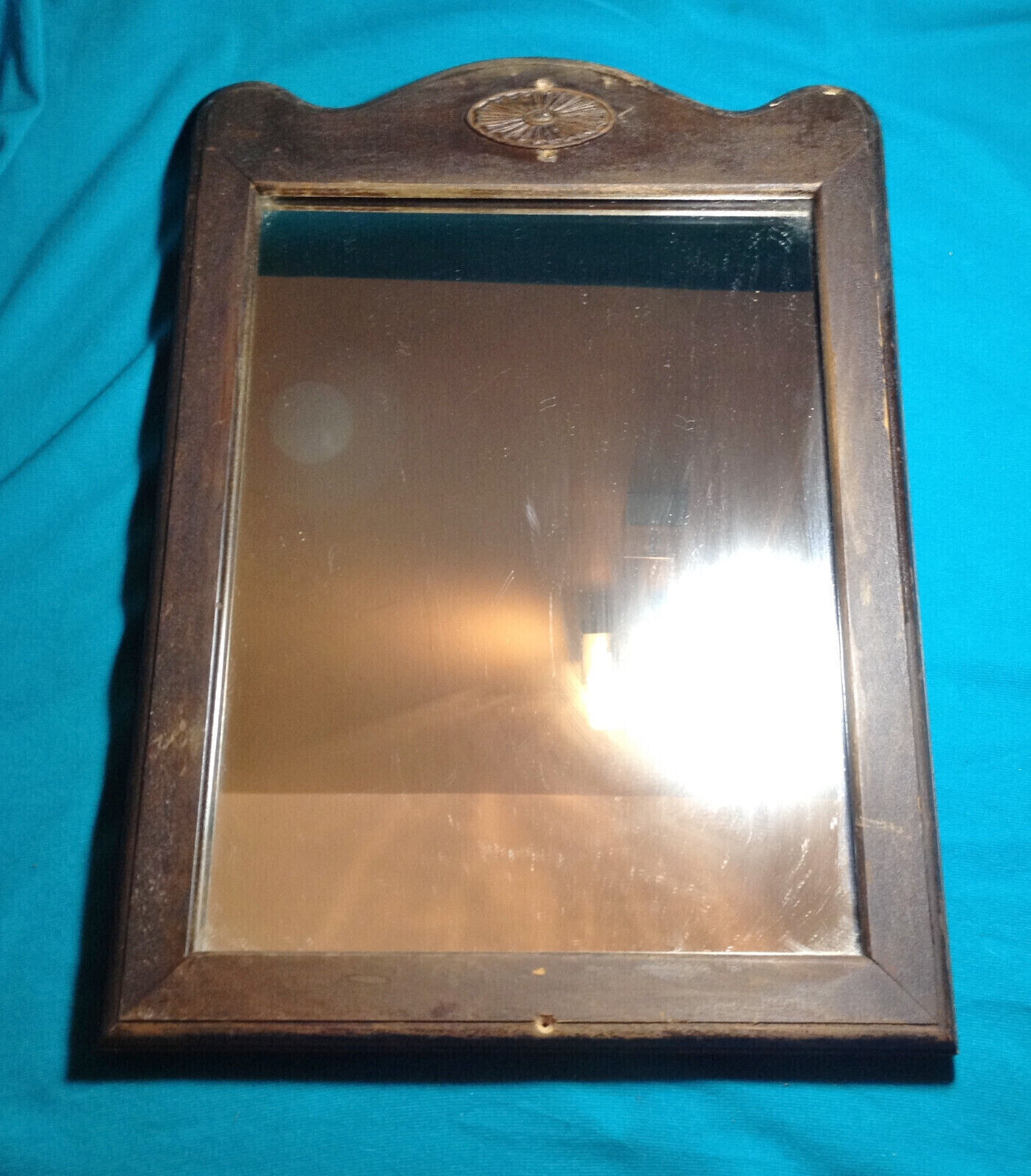 Antique Early 1900s Wall Mirror American Edwardian Era Bef. 1918 Wood Frame 20"