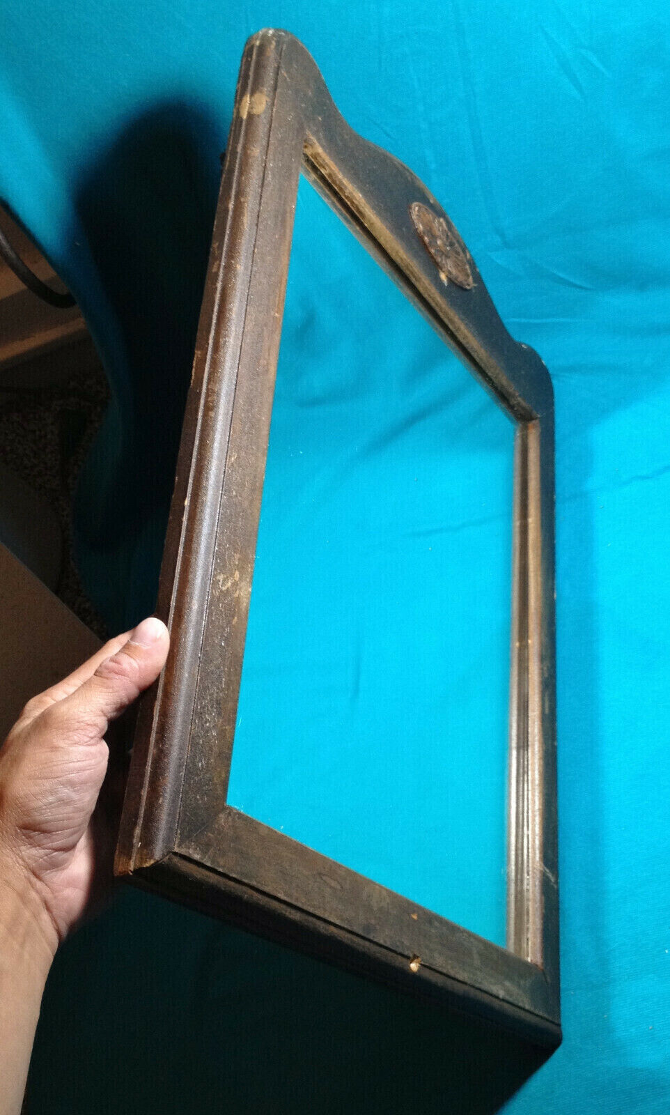 Antique Early 1900s Wall Mirror American Edwardian Era Bef. 1918 Wood Frame 20"