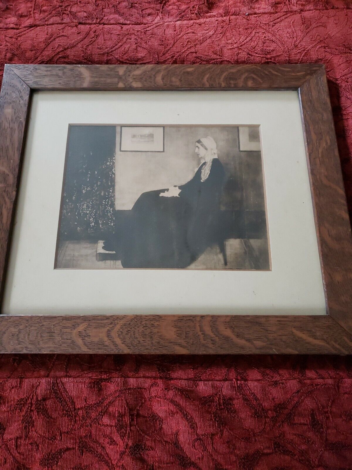 1900s VTG Whistler's Mother Framed Print Old Wood Frame under glass Nebraska