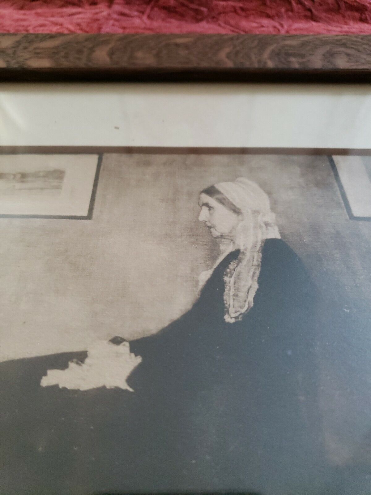 1900s VTG Whistler's Mother Framed Print Old Wood Frame under glass Nebraska
