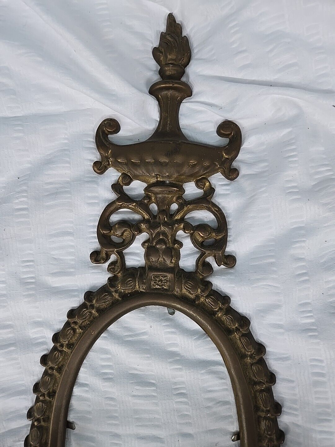 19th century pair of cast brass wall sconces with mirror