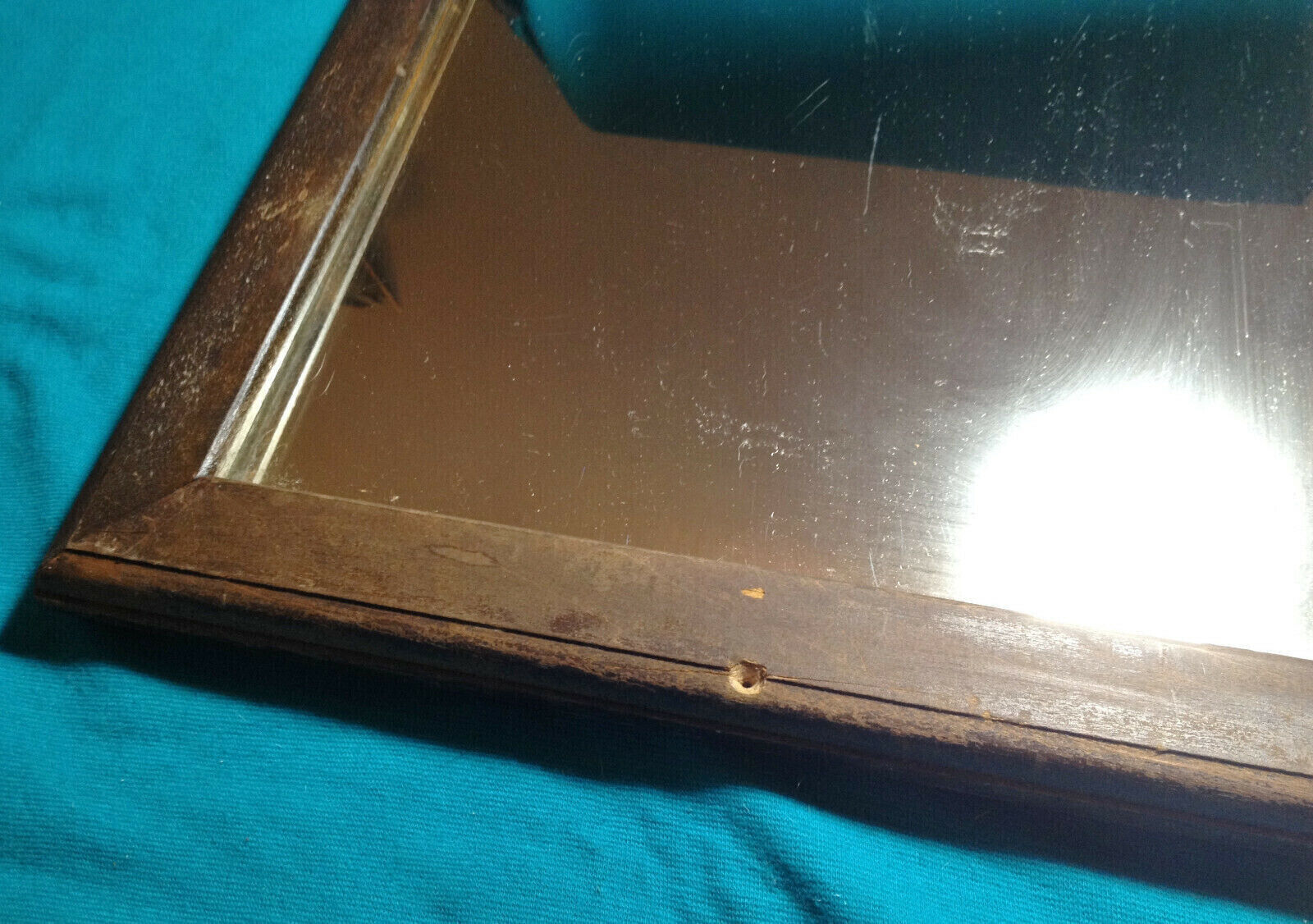 Antique Early 1900s Wall Mirror American Edwardian Era Bef. 1918 Wood Frame 20"