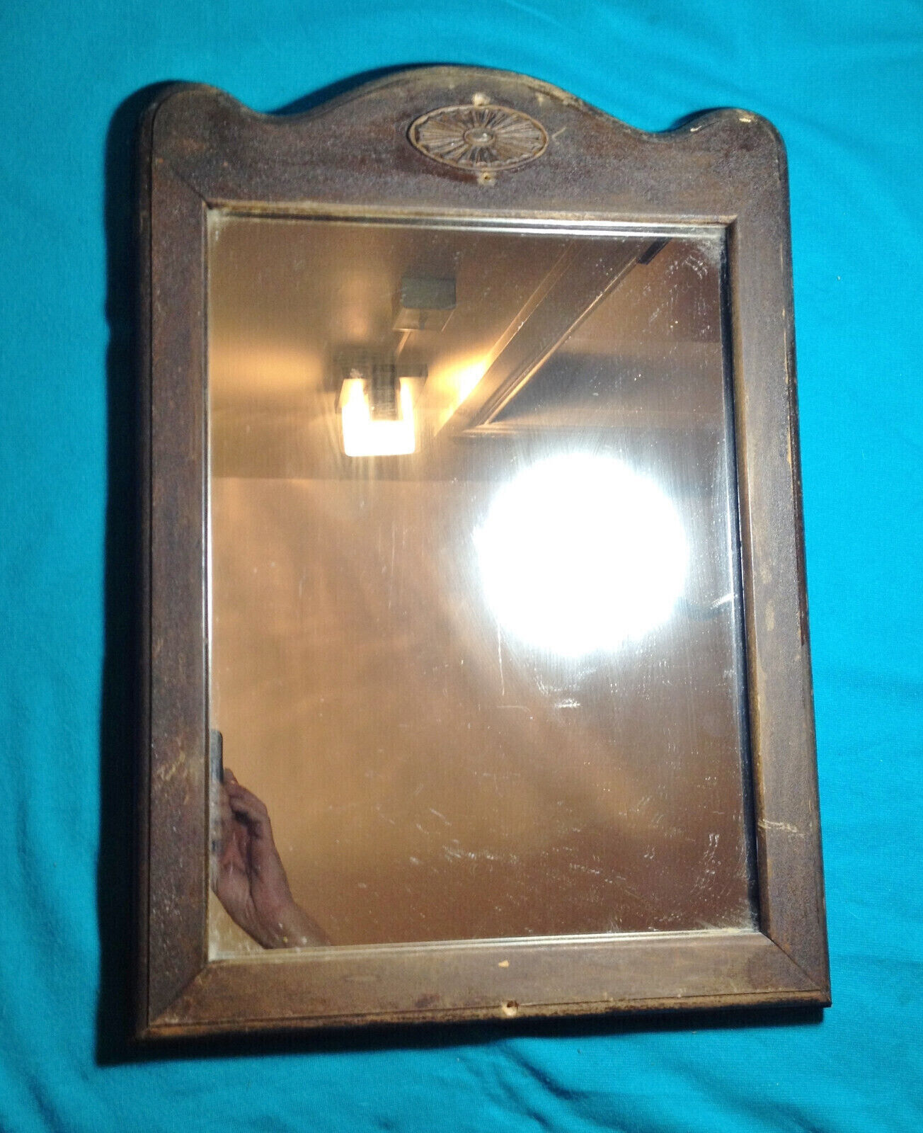 Antique Early 1900s Wall Mirror American Edwardian Era Bef. 1918 Wood Frame 20"