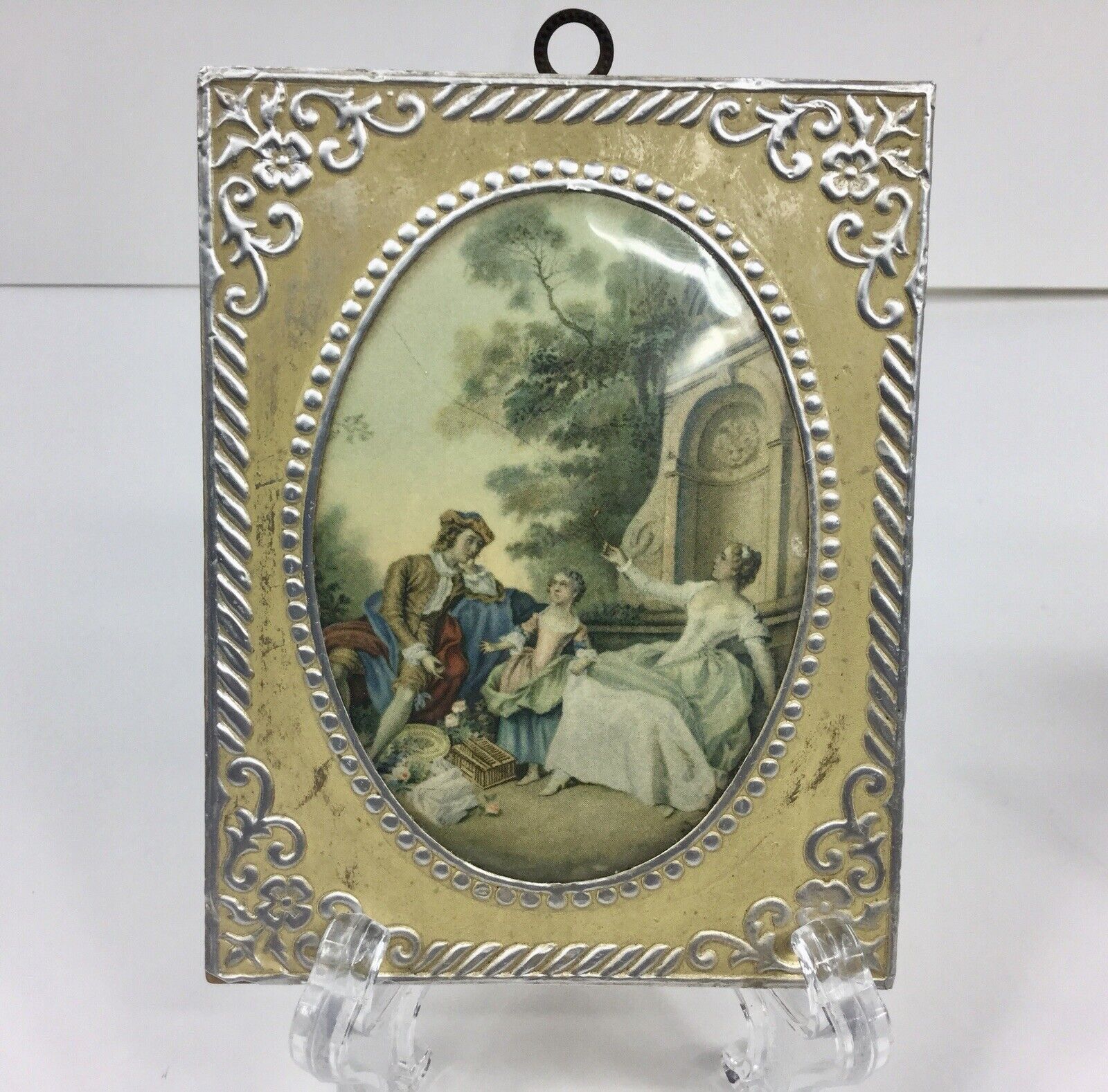 Vintage Pair of Framed Prints 1700's Period Lady Man & Girl in the Garden Prints