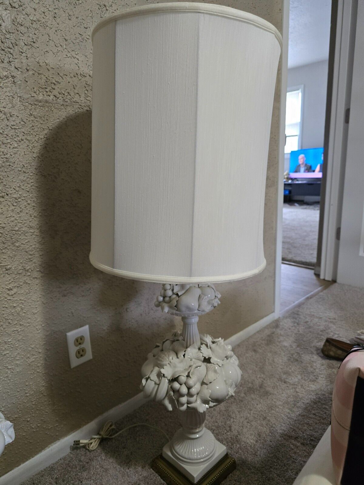 1900s "Italian blanc de chine fruit topiary table lamps a pair"