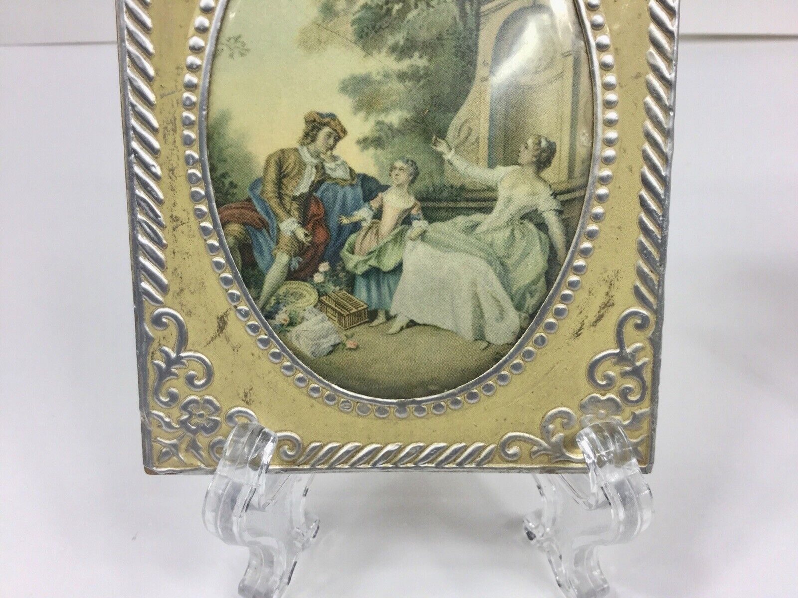 Vintage Pair of Framed Prints 1700's Period Lady Man & Girl in the Garden Prints