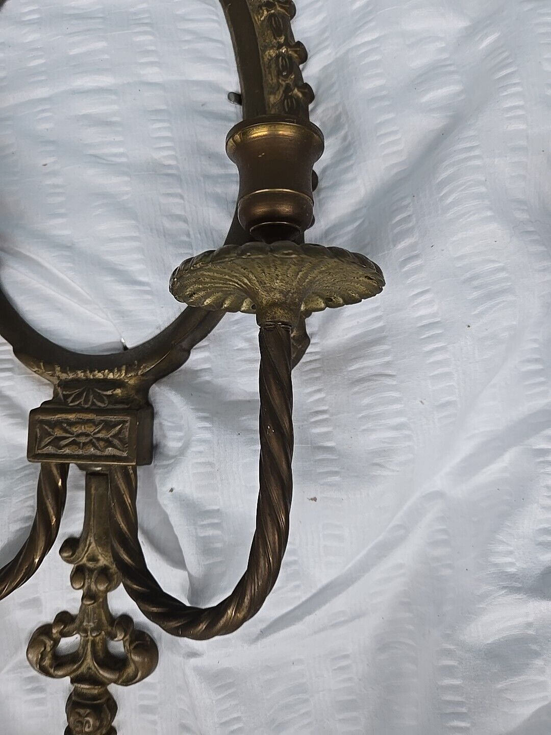 19th century pair of cast brass wall sconces with mirror