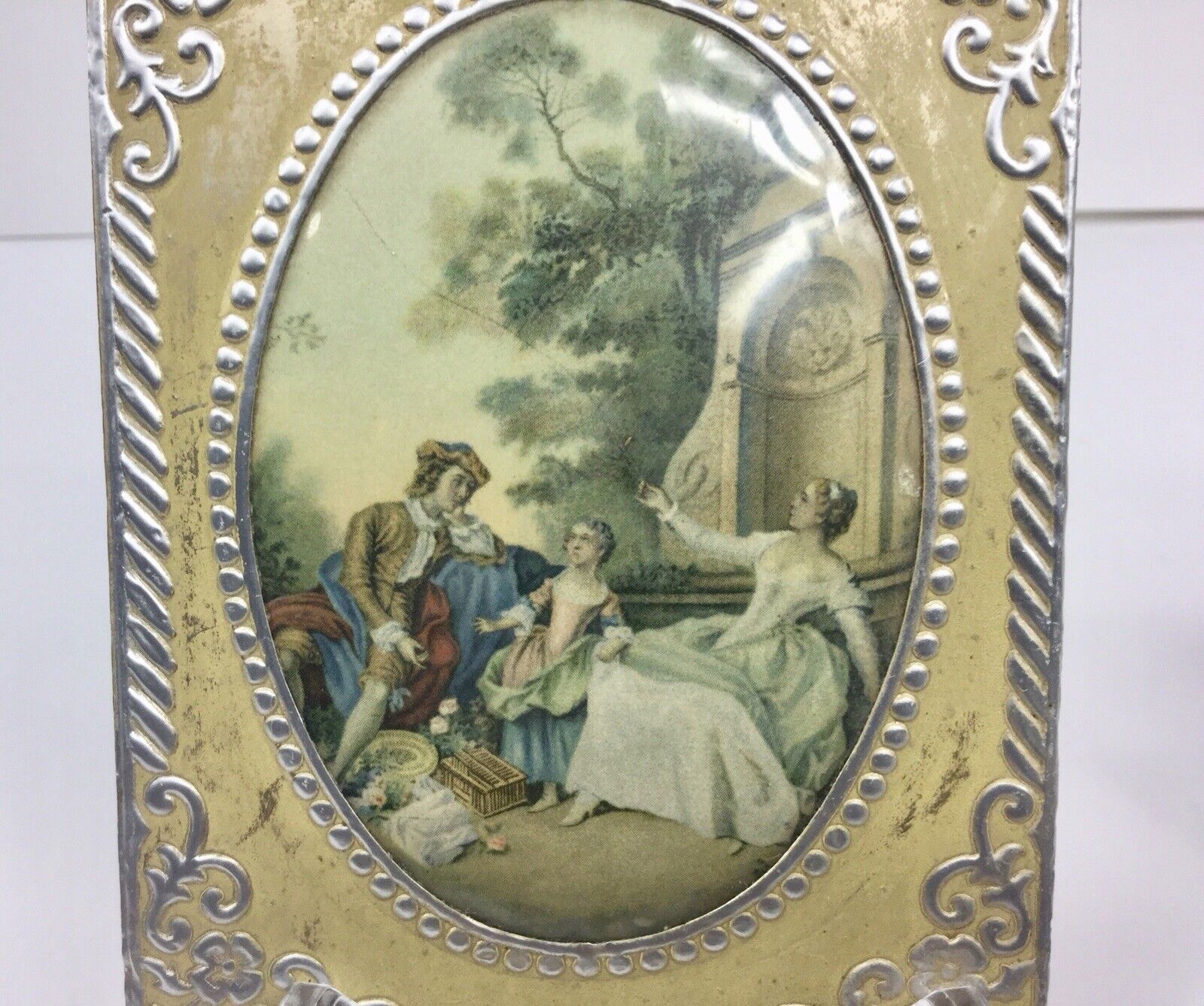 Vintage Pair of Framed Prints 1700's Period Lady Man & Girl in the Garden Prints