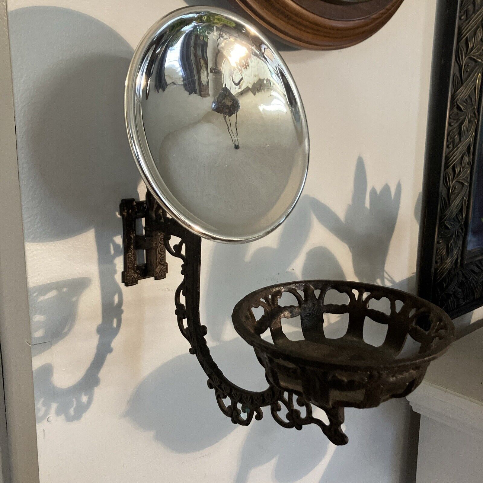 Antique Cast Iron Oil Lamp Swing Arm With Lamp