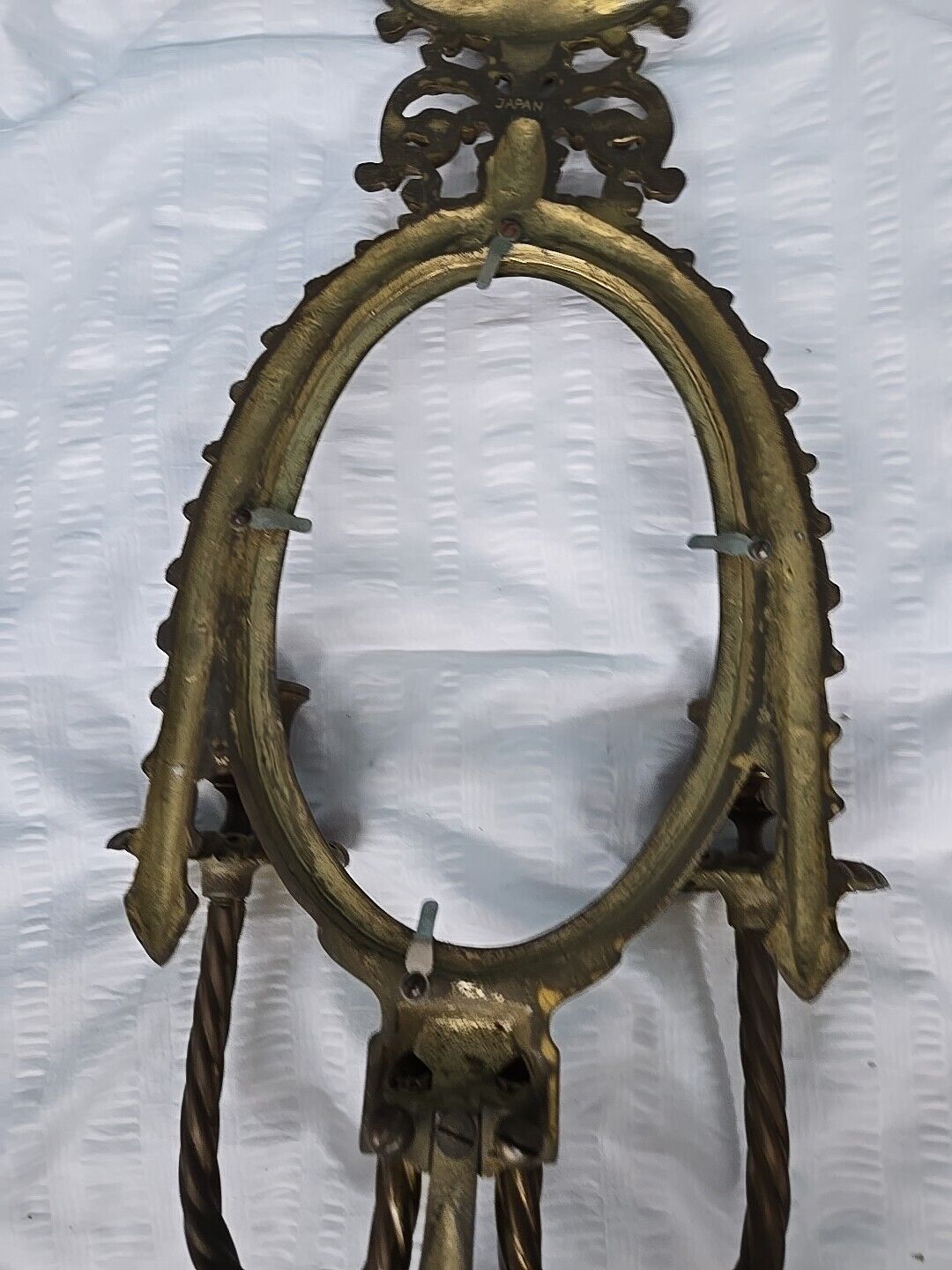 19th century pair of cast brass wall sconces with mirror