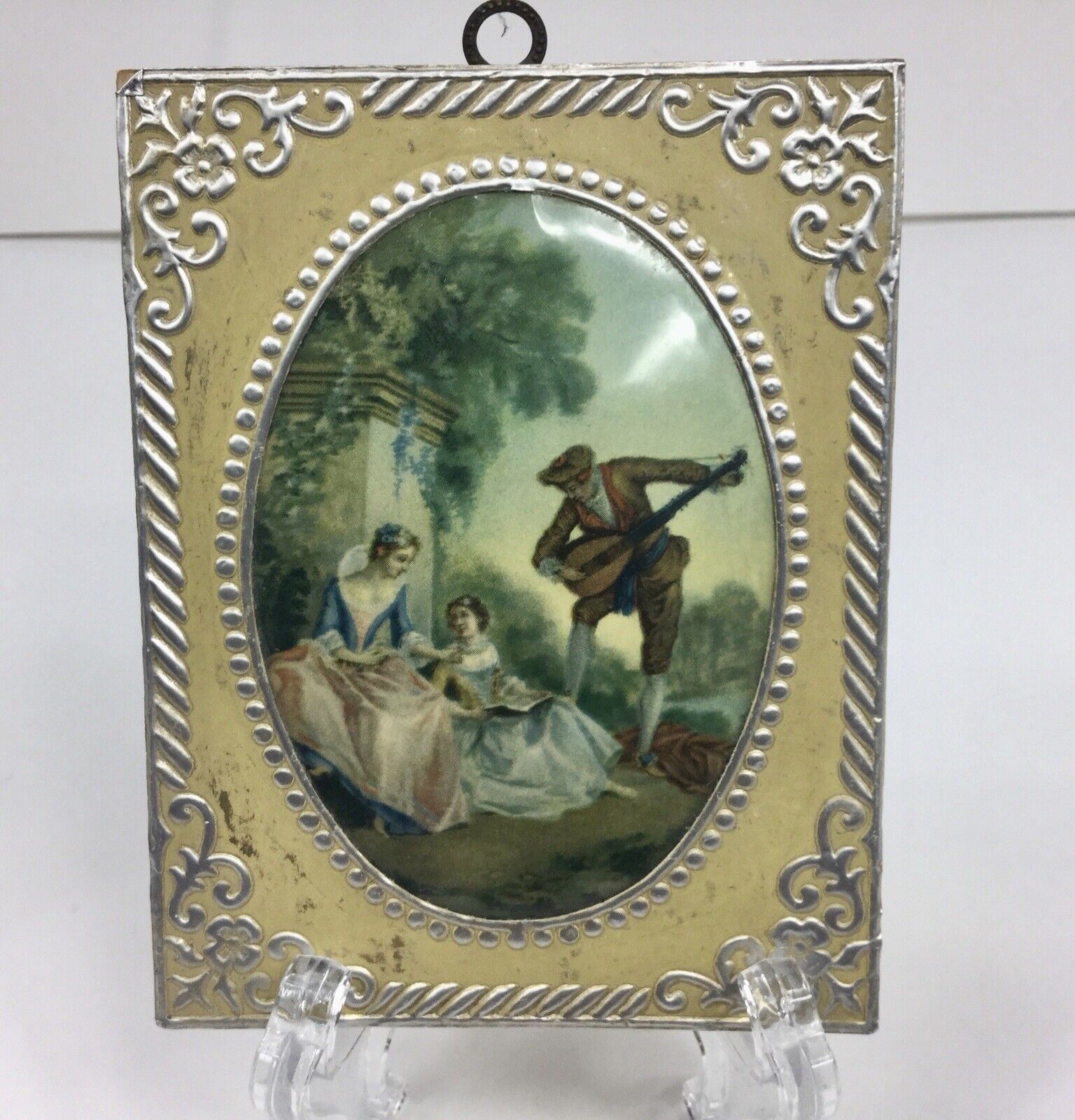 Vintage Pair of Framed Prints 1700's Period Lady Man & Girl in the Garden Prints
