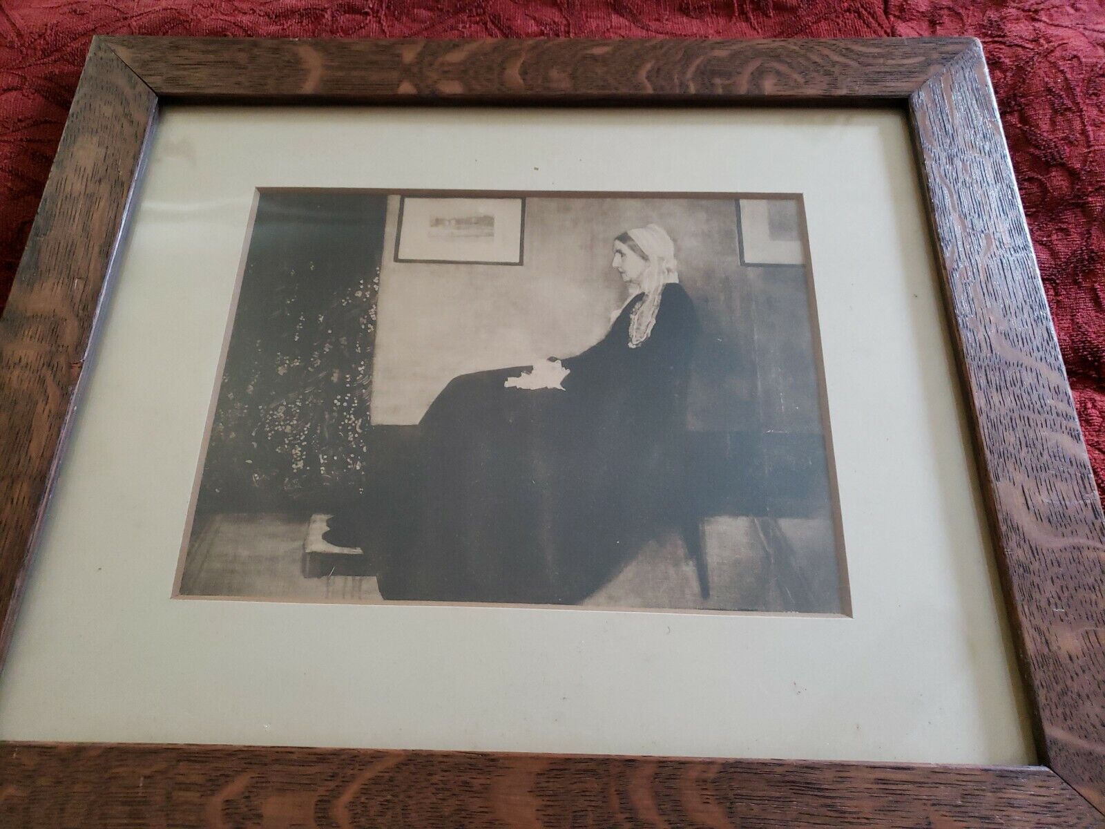 1900s VTG Whistler's Mother Framed Print Old Wood Frame under glass Nebraska