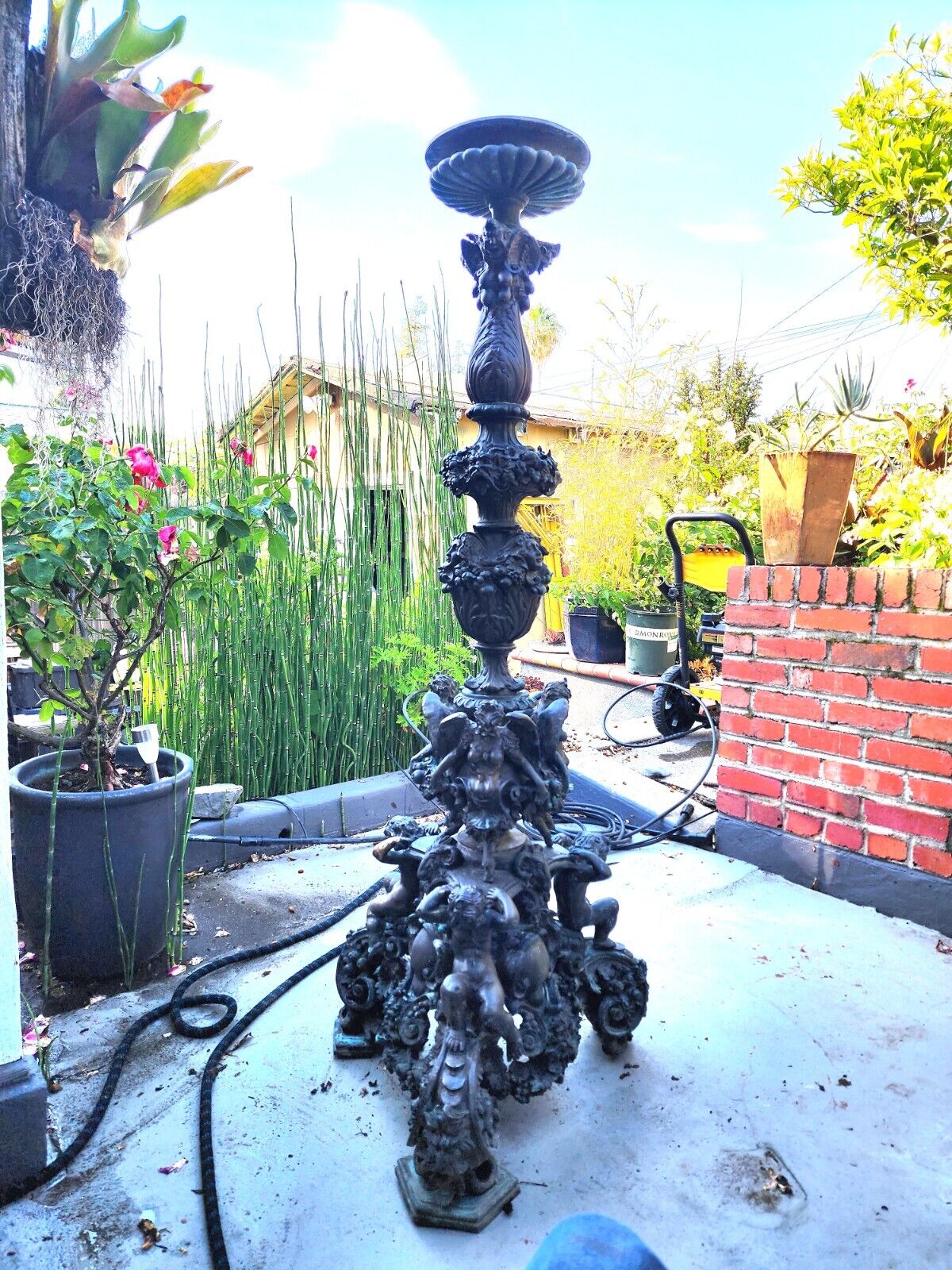 Antique Bronze Baroque Church Alter Candle Holder, Circa Mid to Late 1800's. 