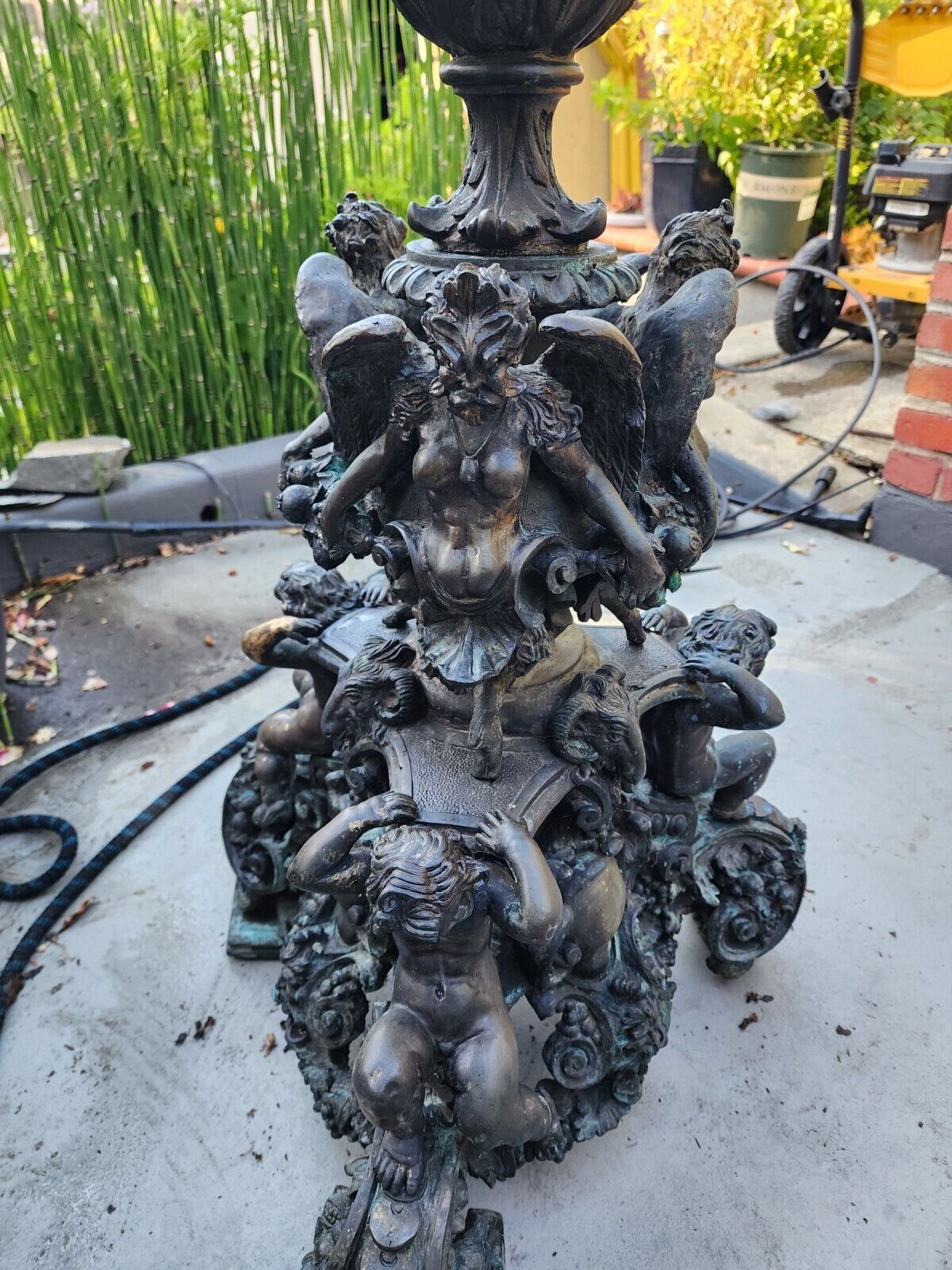 Antique Bronze Baroque Church Alter Candle Holder, Circa Mid to Late 1800's. 