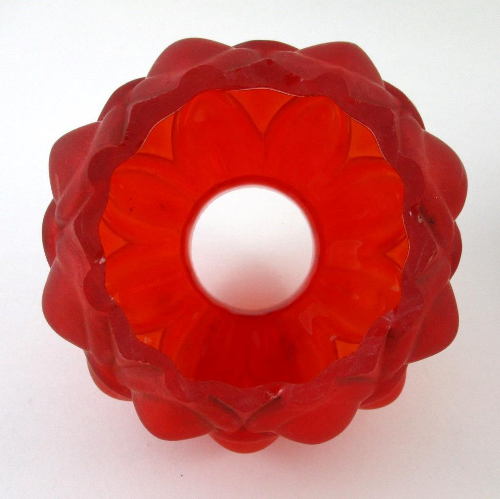 ARTICHOKE - antique RED Satin Glass MINIATURE Oil LAMP nutmeg burner - S1-III