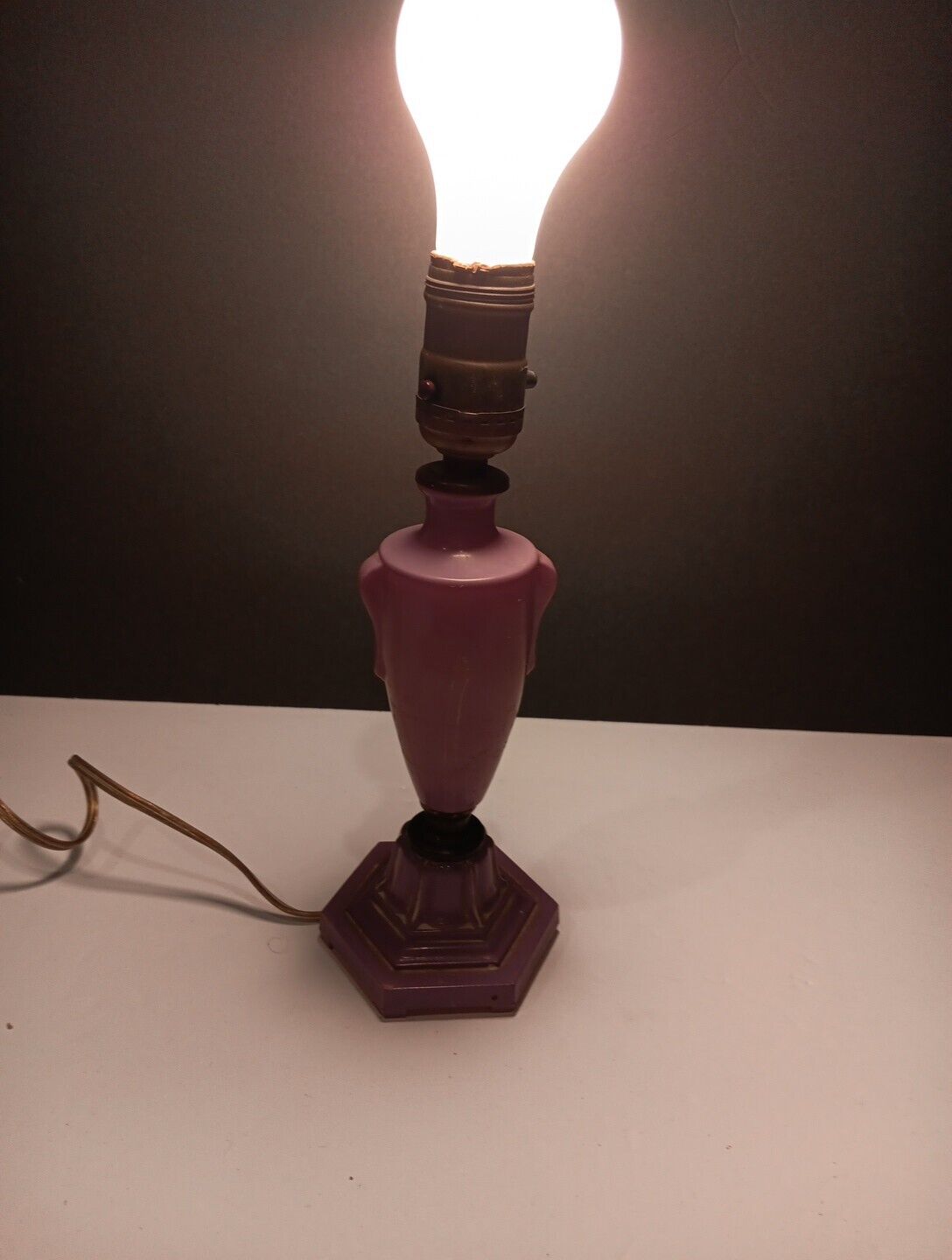 Small Boudoir Lilac Vintage Lamp. No Shade