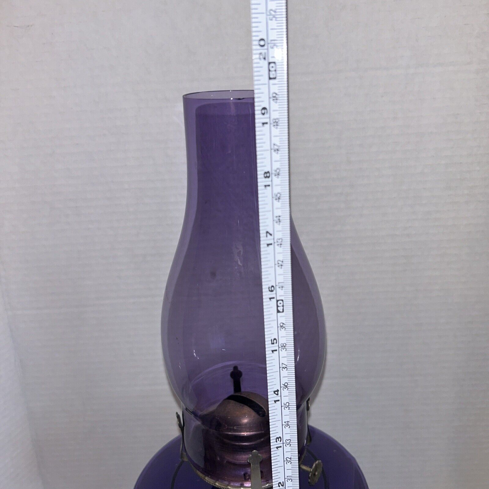 Oil Lamp, Early 1900's Vintage Pedestal lamp, Amethyst Purple, irradiated
