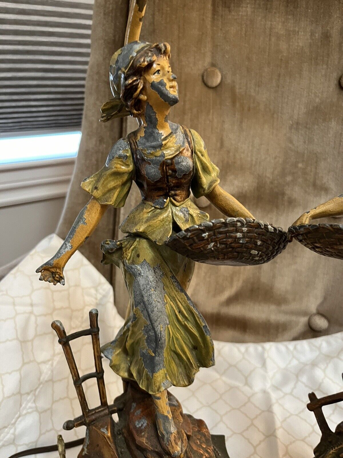 Pair Of 20th century Figure Farmer And Wife  Lamps