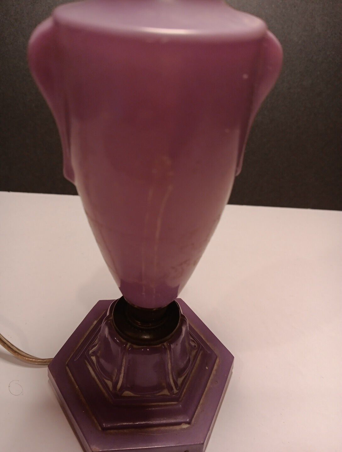 Small Boudoir Lilac Vintage Lamp. No Shade