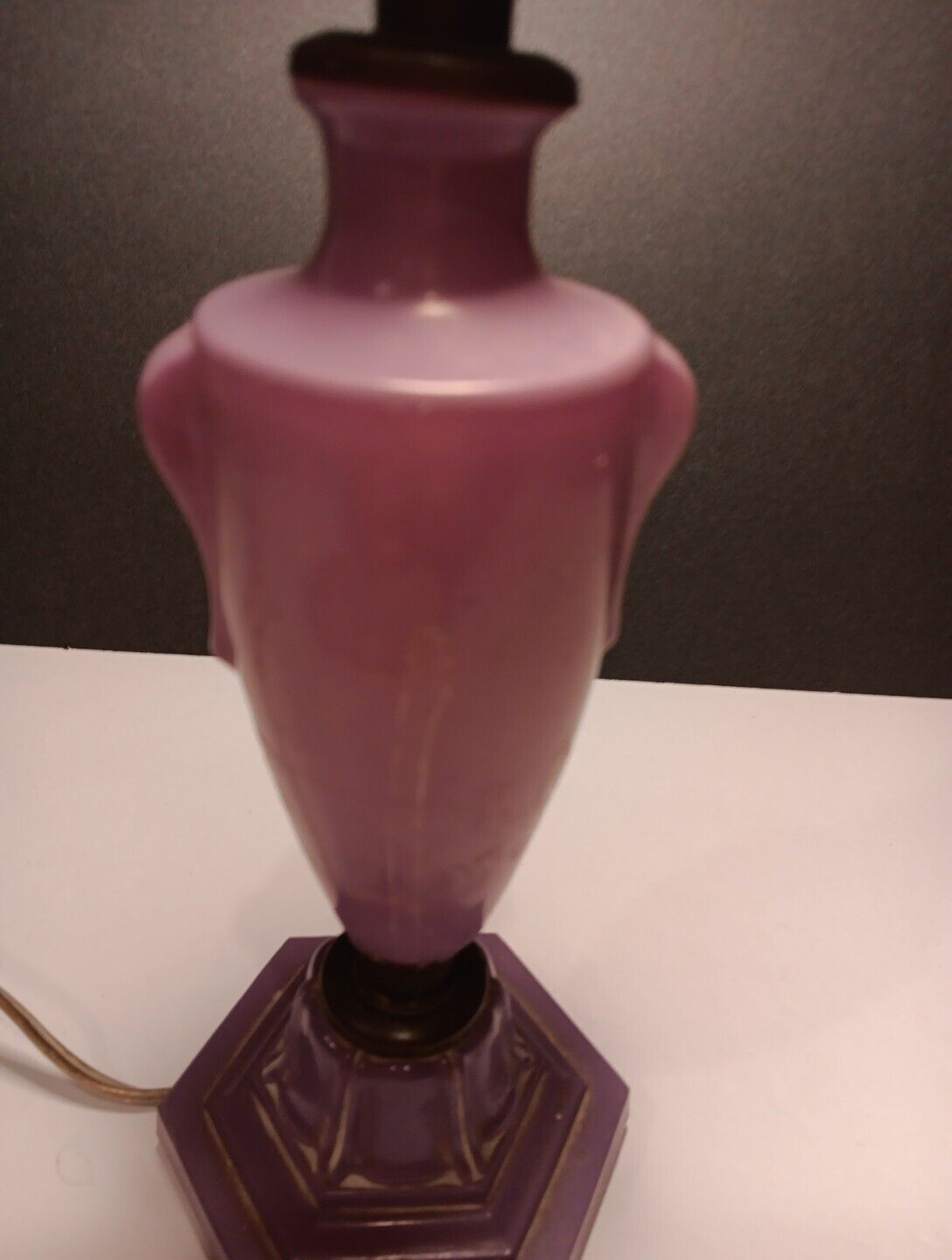 Small Boudoir Lilac Vintage Lamp. No Shade
