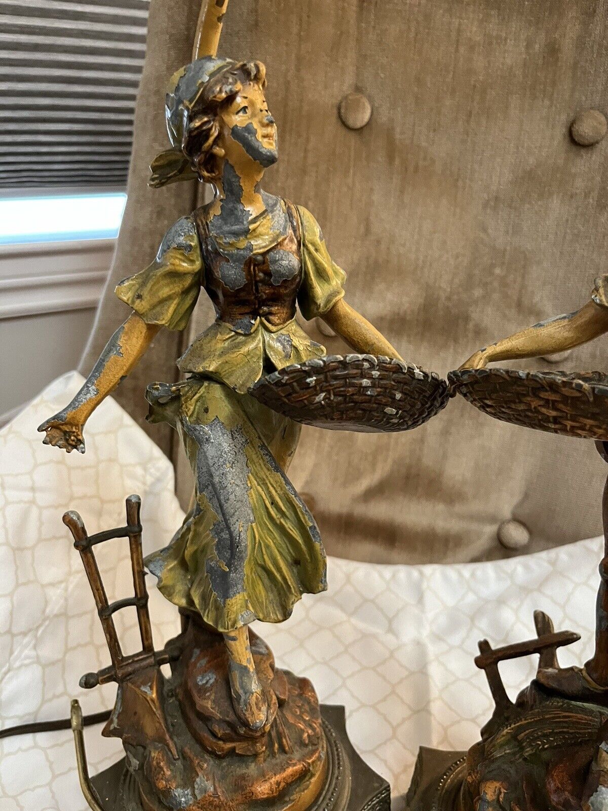 Pair Of 20th century Figure Farmer And Wife  Lamps