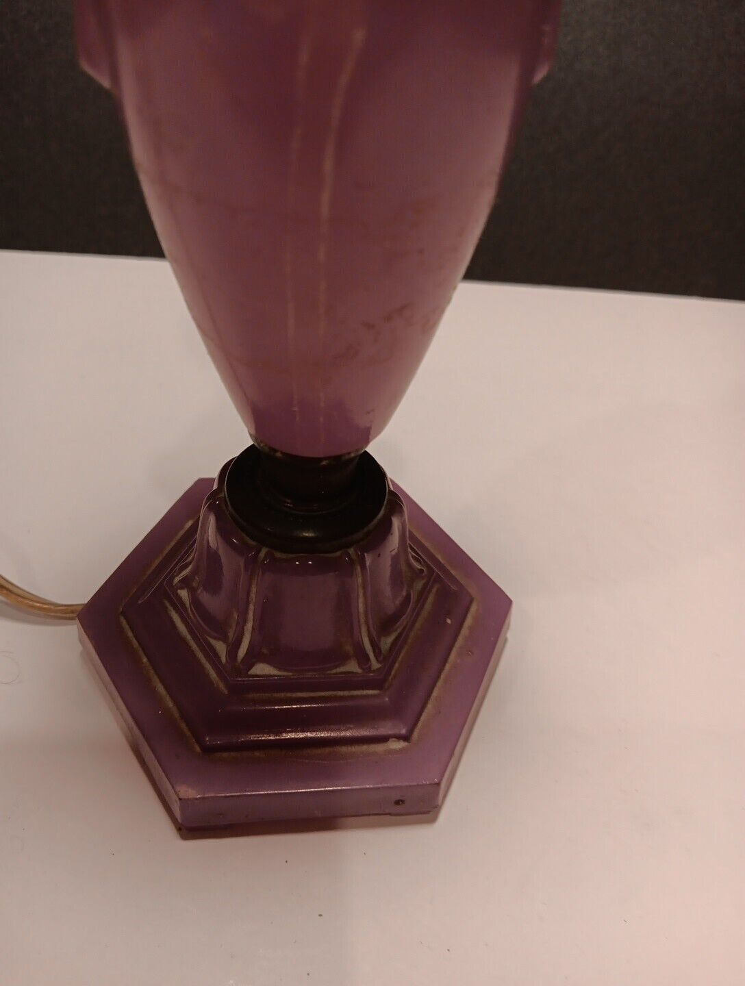 Small Boudoir Lilac Vintage Lamp. No Shade