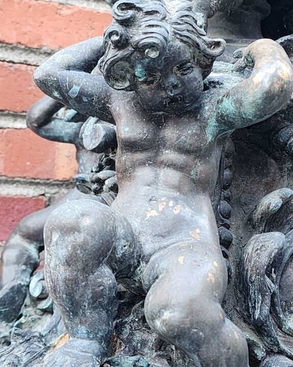 Antique Bronze Baroque Church Alter Candle Holder, Circa Mid to Late 1800's. 