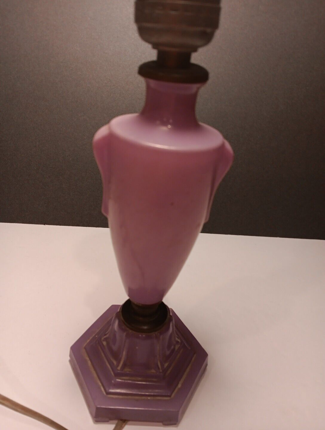 Small Boudoir Lilac Vintage Lamp. No Shade