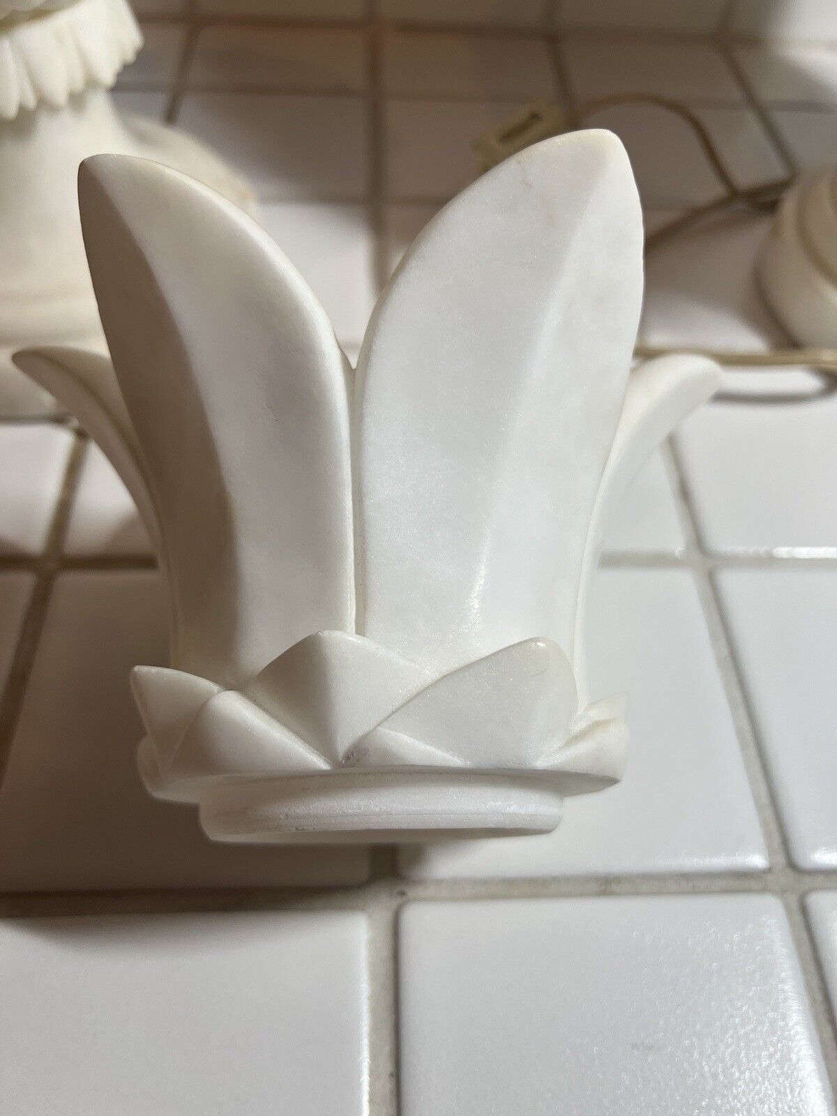 Pair of Vintage Italian White Marble / Alabaster Pineapple Lamps - 1950's