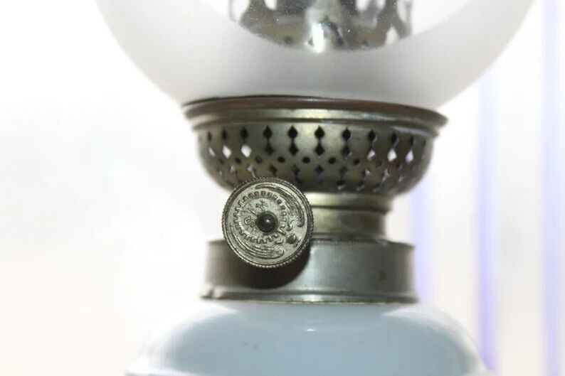 Antique 1800s Victorian Ironstone Oil Lamp 