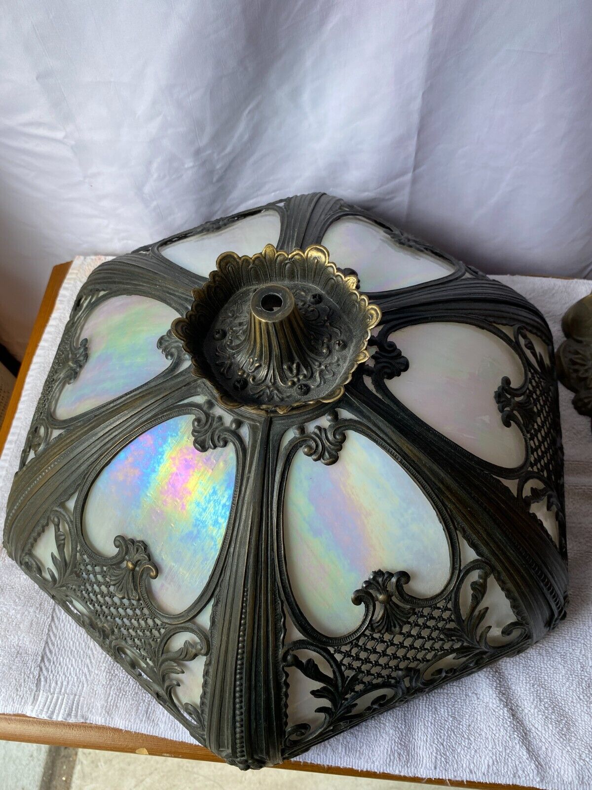 Antique Bronze/Slag Glass/Victorian/Arts & Crafts Style/Handel/Art Nouveau Lamp