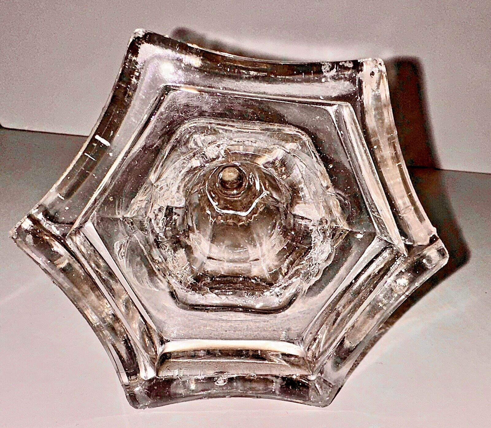 Antique 1840-60 Boston & Sandwich Glass Gothic Arch Whale Oil / Fluid Lamp 11.5"