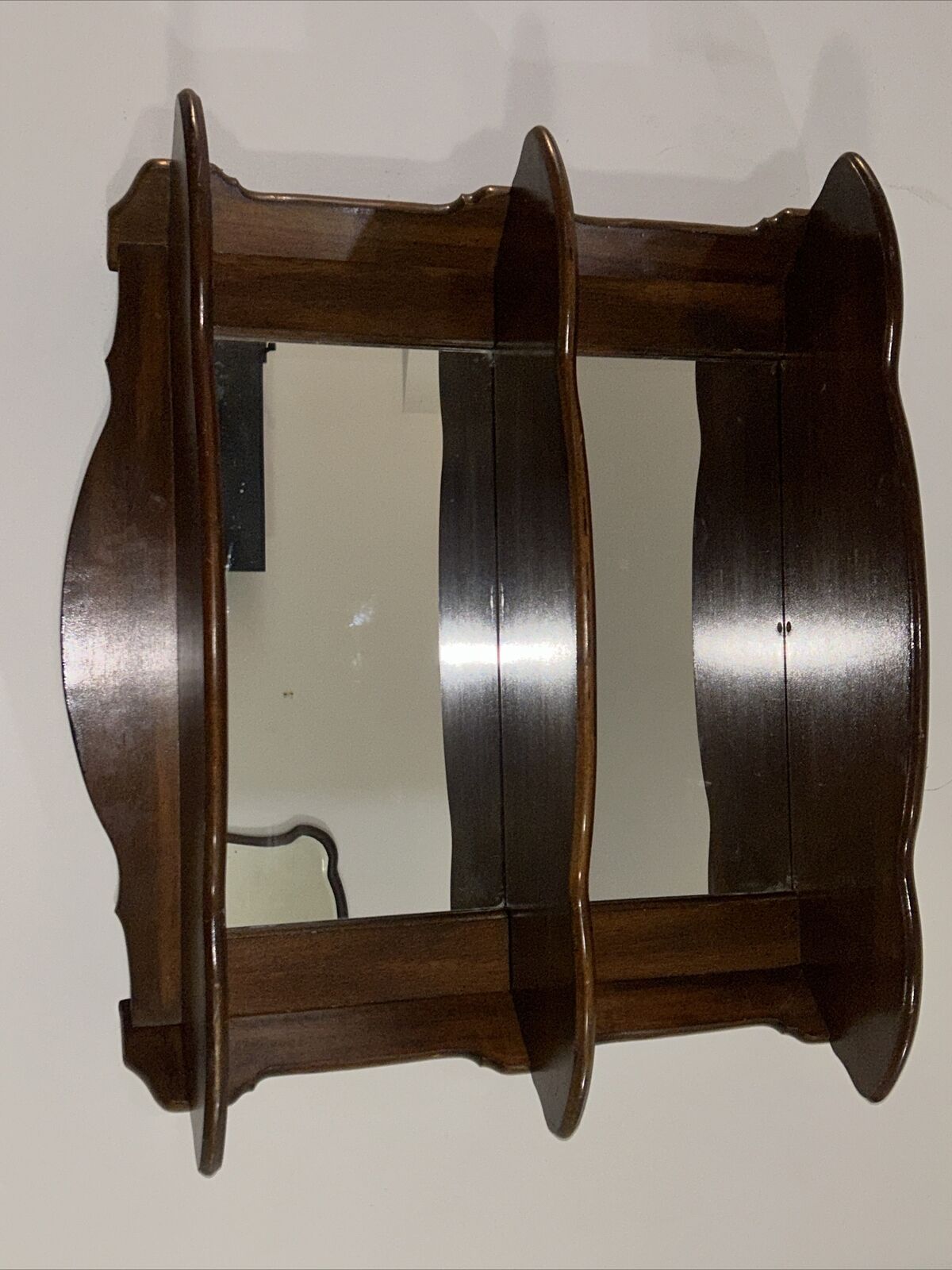 Beautiful Antique 1900 Wall To Shelf Mirror back replaced 1970s 27”H X 29”Long