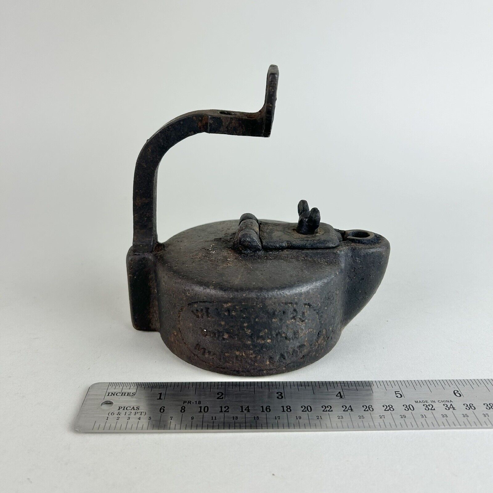 Antique 1915 A.C. Wells No. 29 Miner's Oil Iron Lamp Incomplete EXTREMELY RARE