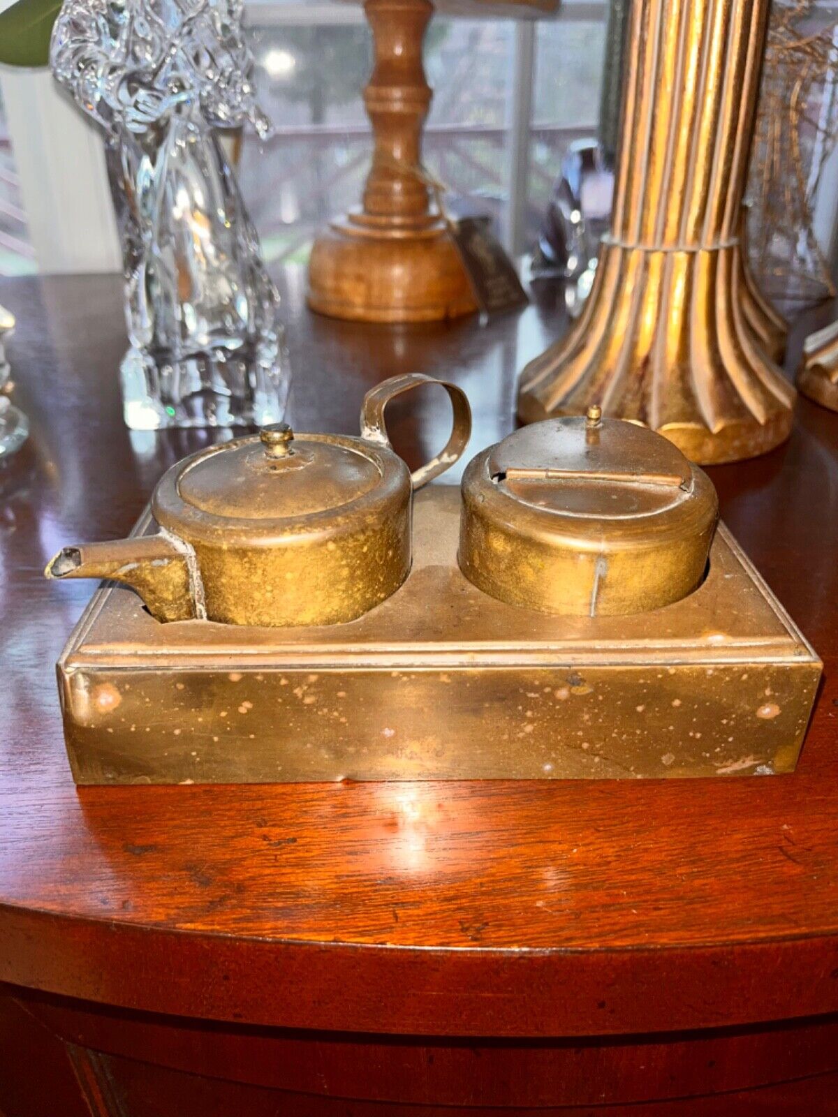 antique Japanese bronze/copper oil lantern late Edo or Meiji Era (c. 1800's).