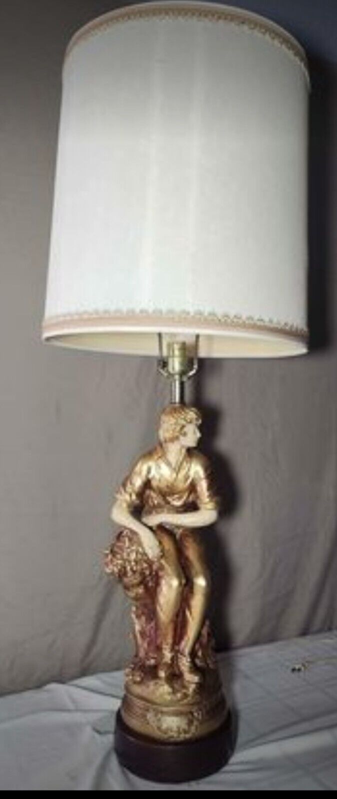 This Gorgeous Gold Les Cerises Antique lamp  from the Early 1900s very Rare Boy.