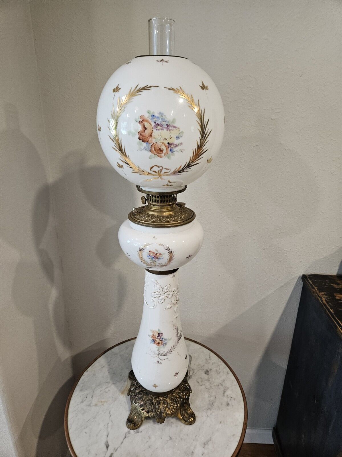 Victorian Three Tiered Gone with the Wind Lamp 