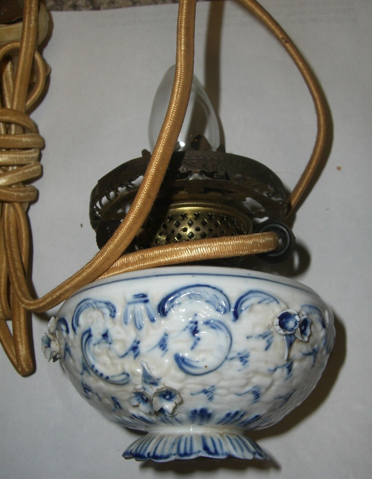 Porcelain lamp  blue floral    German   1900's