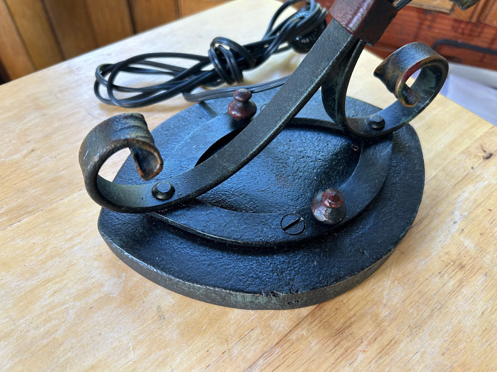 Early 1900's Art Nouveau Desk Lamp, Original Paint, Hubbell Socket, Free S/H