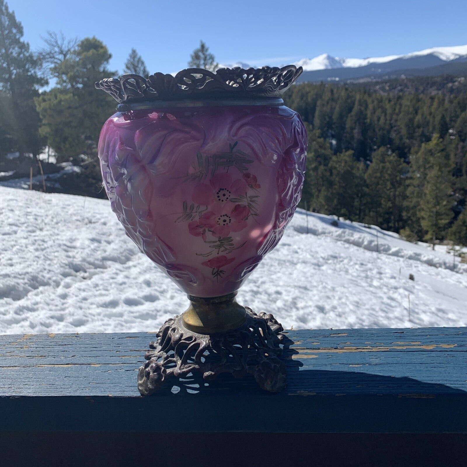 1800s GWTW Fostoria Lamp Lamp Floral Antique Banquet Lamp Base