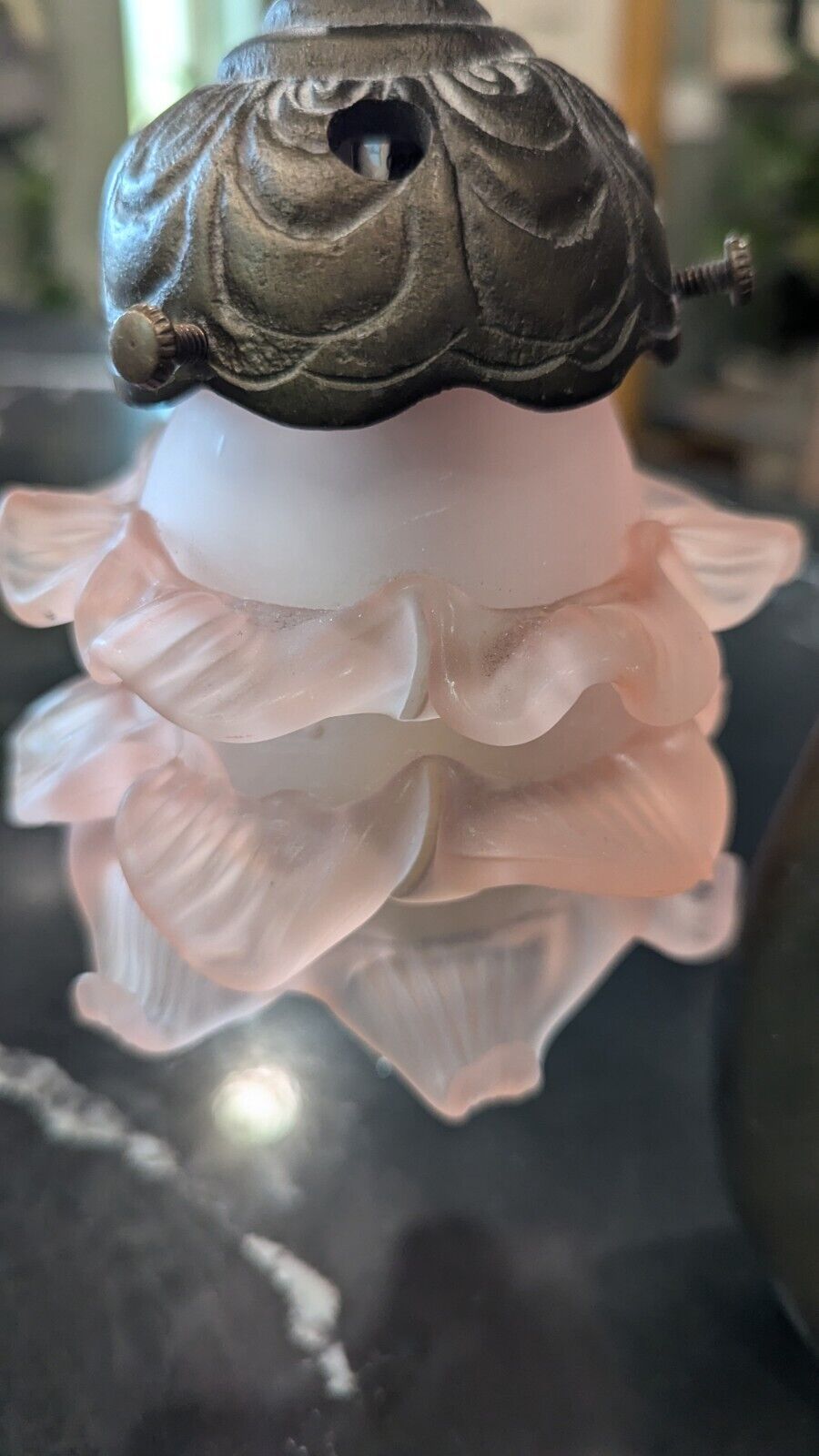 Art Nouvea Cast Iron Swan Planter Vase Table Lamp 9" Tall Art Deco Mid Century 