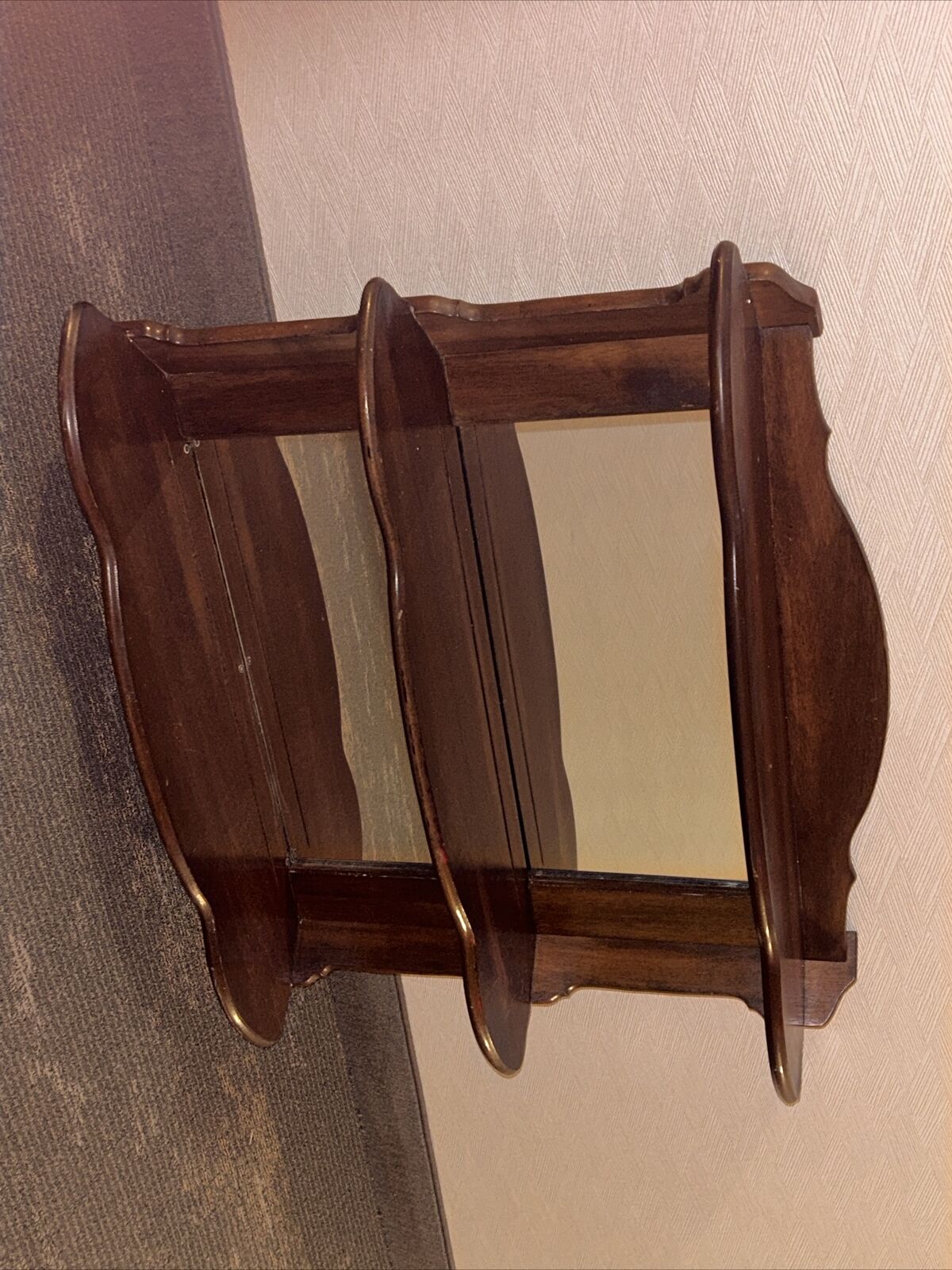 Beautiful Antique 1900 Wall To Shelf Mirror  back replaced 1970s 27”H X 29”Long