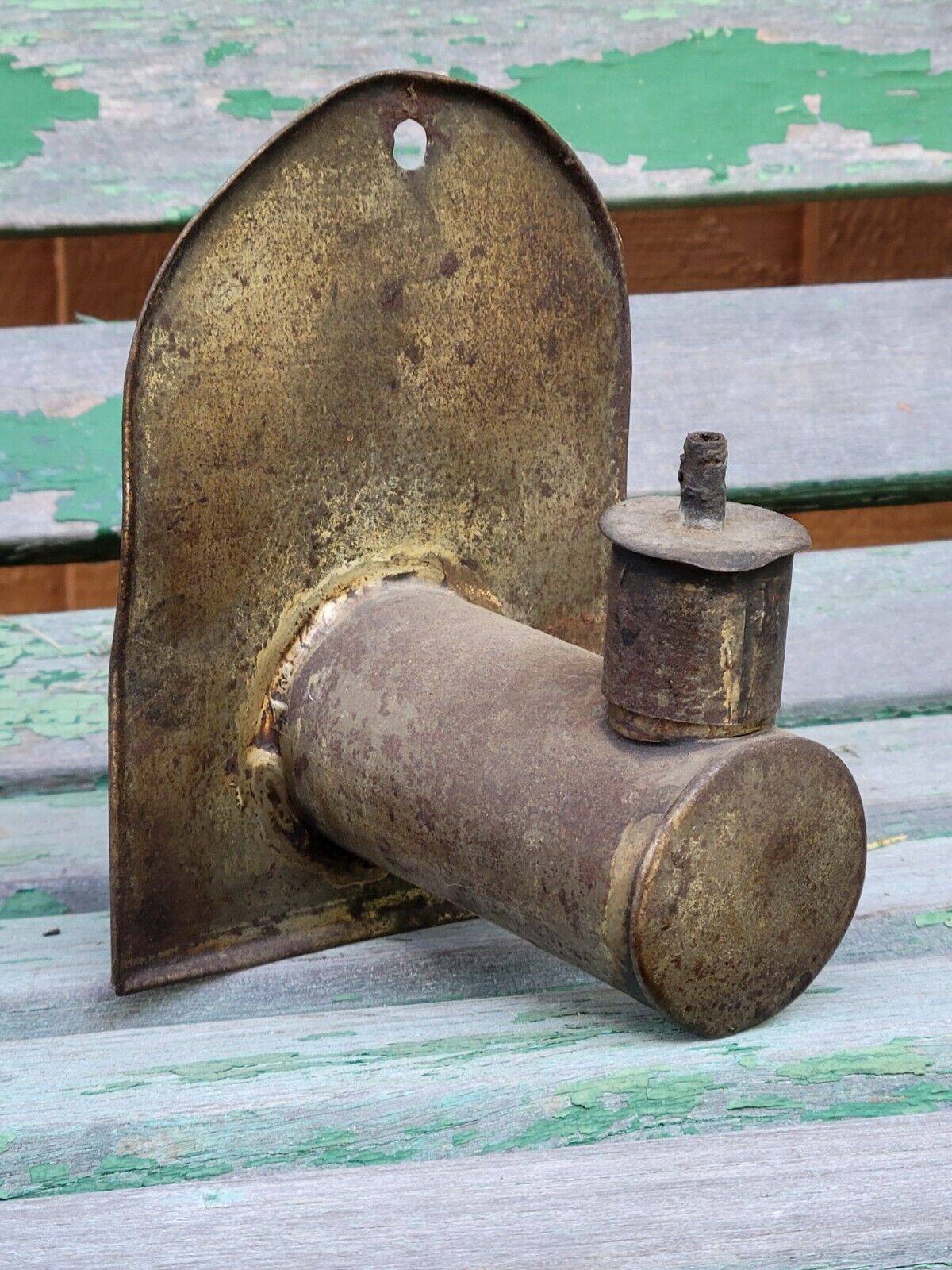 Antique Tin Whale Oil Lamp WALL SCONCE Portable Hanging Light Primitive