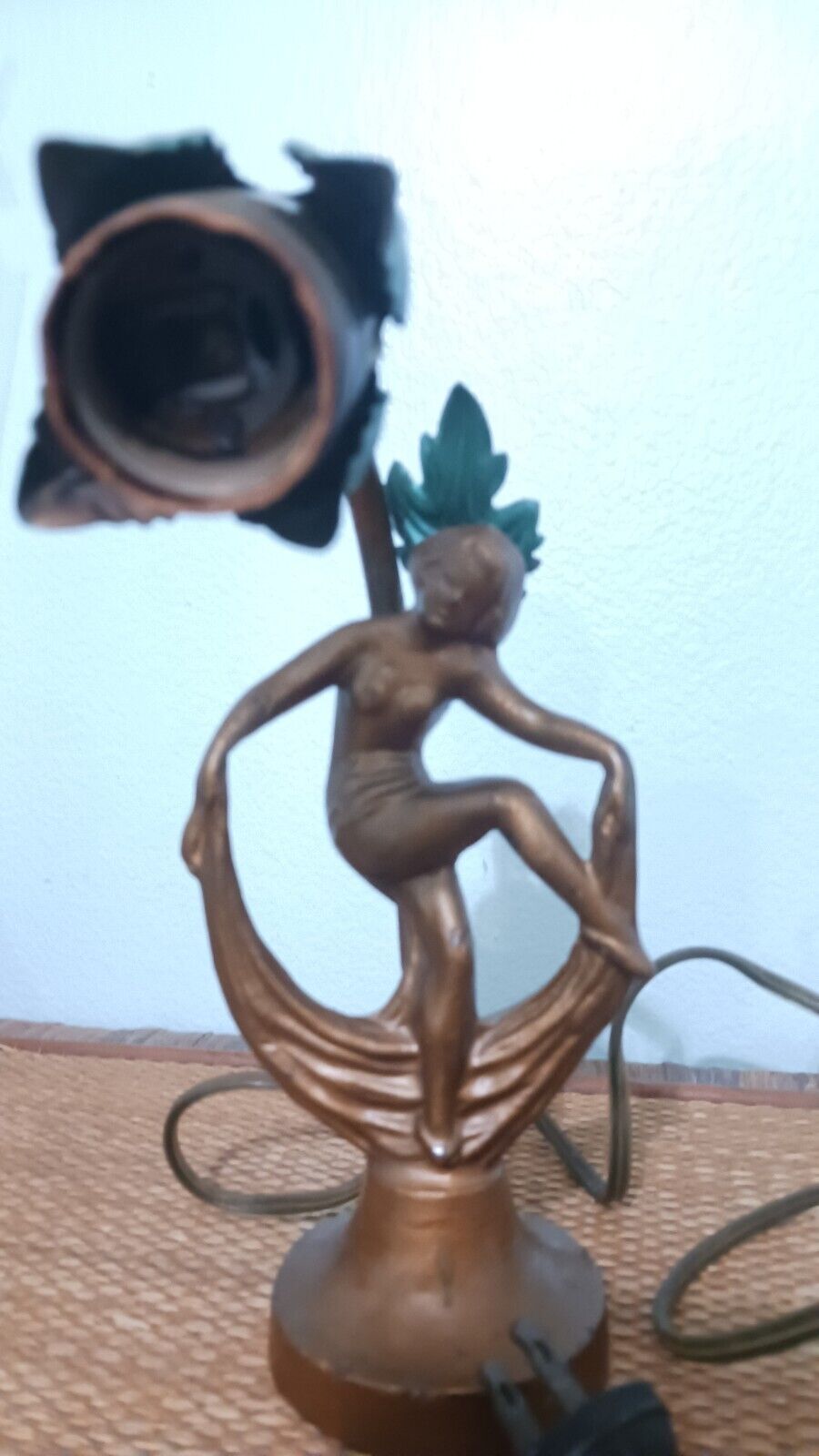 Antique Art Nouveau Art Deco Woman Table Lamp