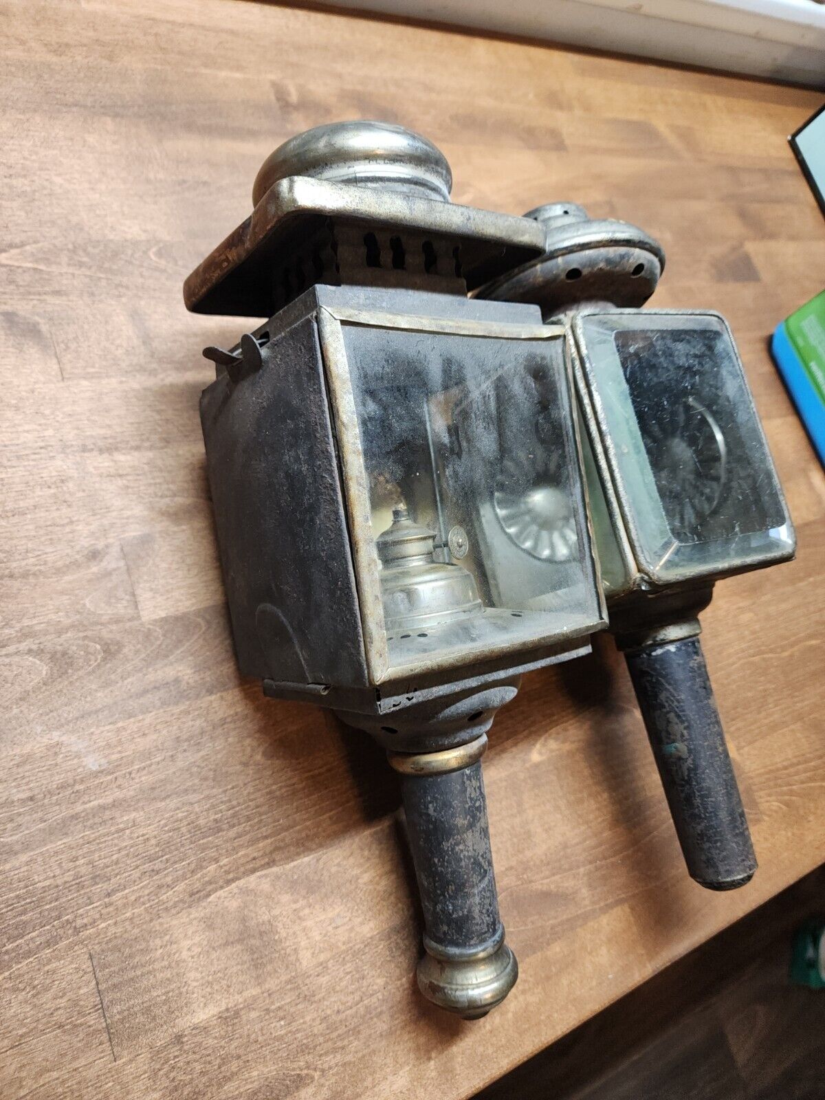 2 Antique  of 1800s Coach Or Buggy Lanterns One Marked MB Co Ny 1883