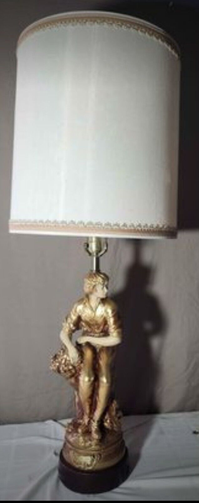 This Gorgeous Gold Les Cerises Antique lamp  from the Early 1900s very Rare Boy.