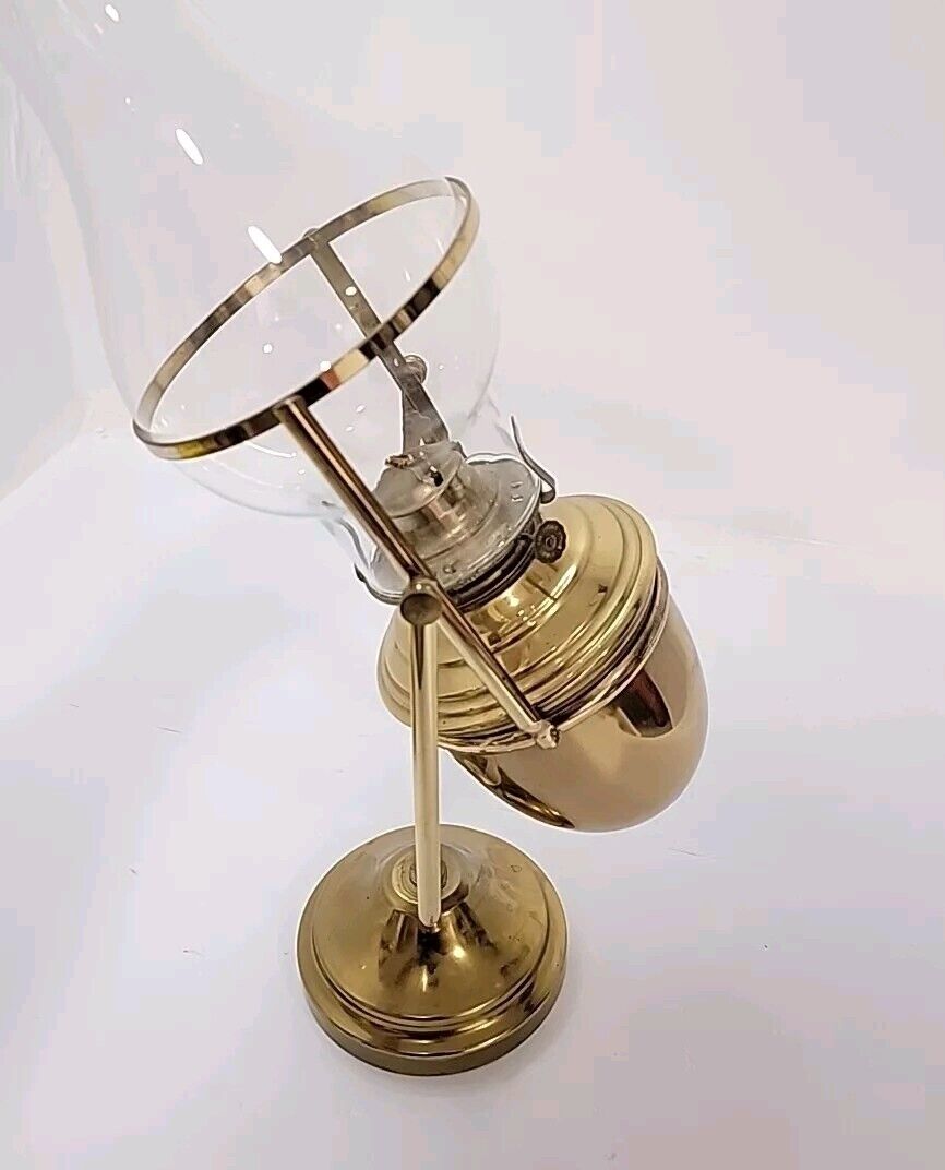 Vintage Brass Ship Gimbal Oil Lamp Swivel Wall or Table Mount 19” Tall
