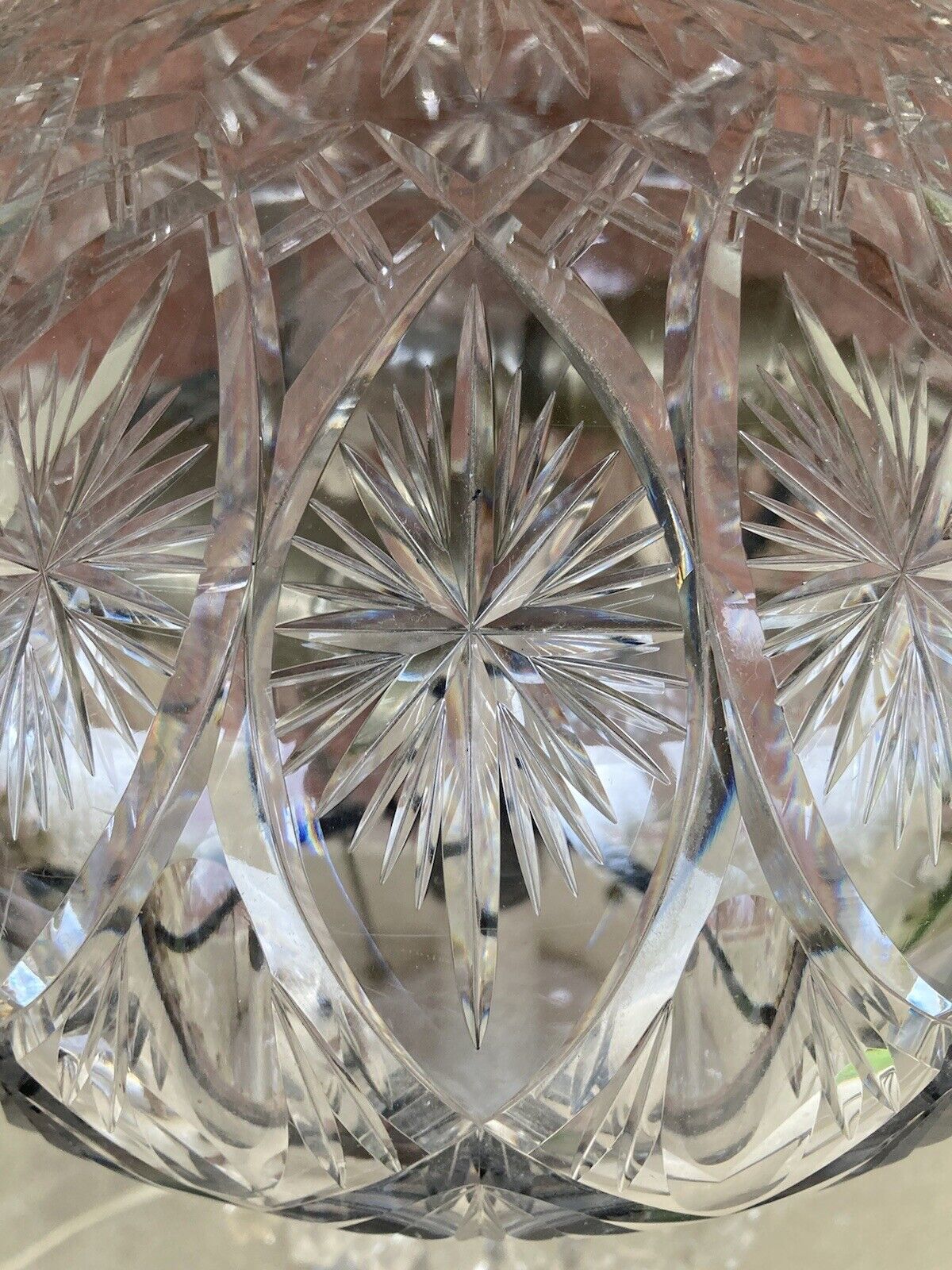 1905 American Brilliant Cut Crystal 2-Light Converted Parlor Mushroom Lamp 22”