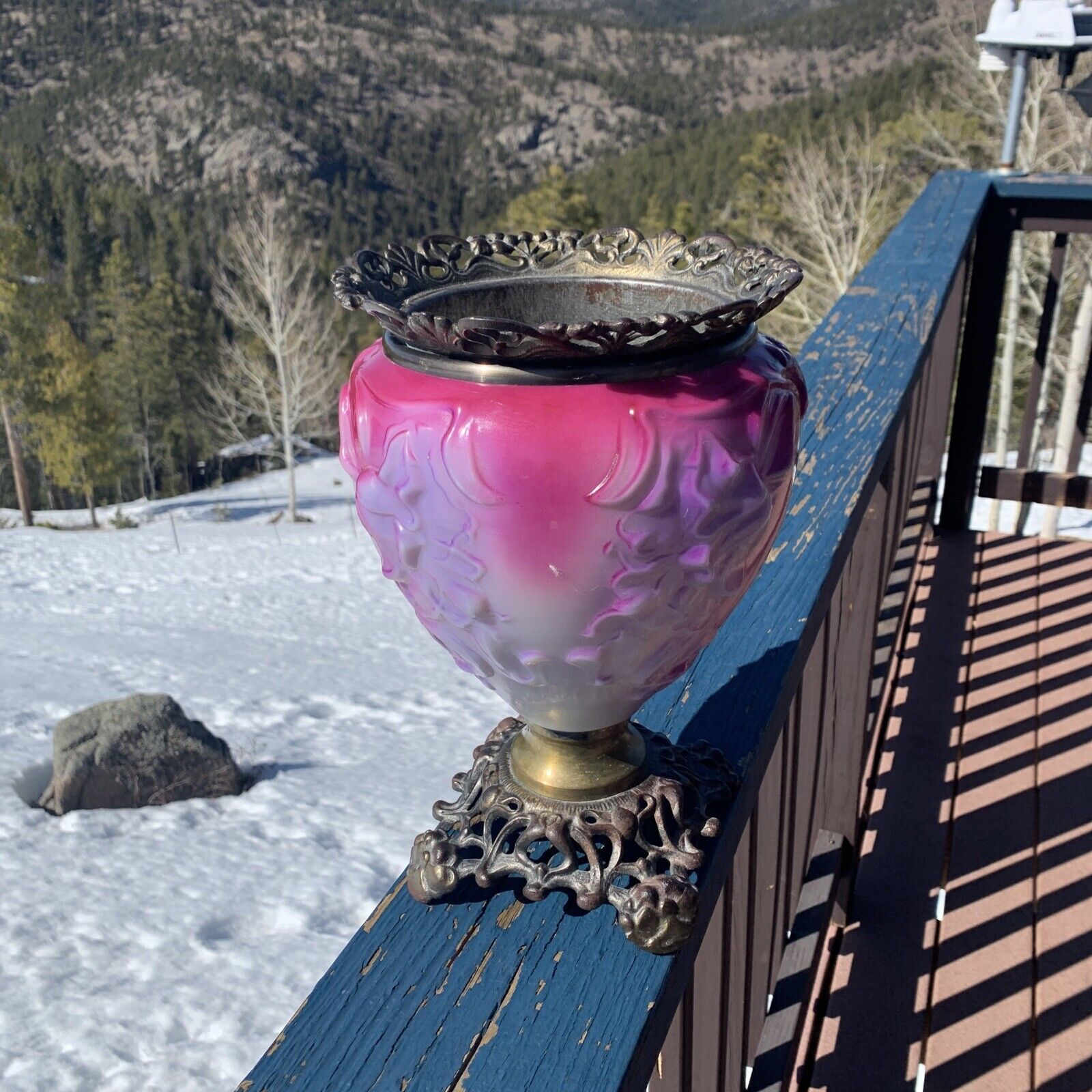 1800s GWTW Fostoria Lamp Lamp Floral Antique Banquet Lamp Base